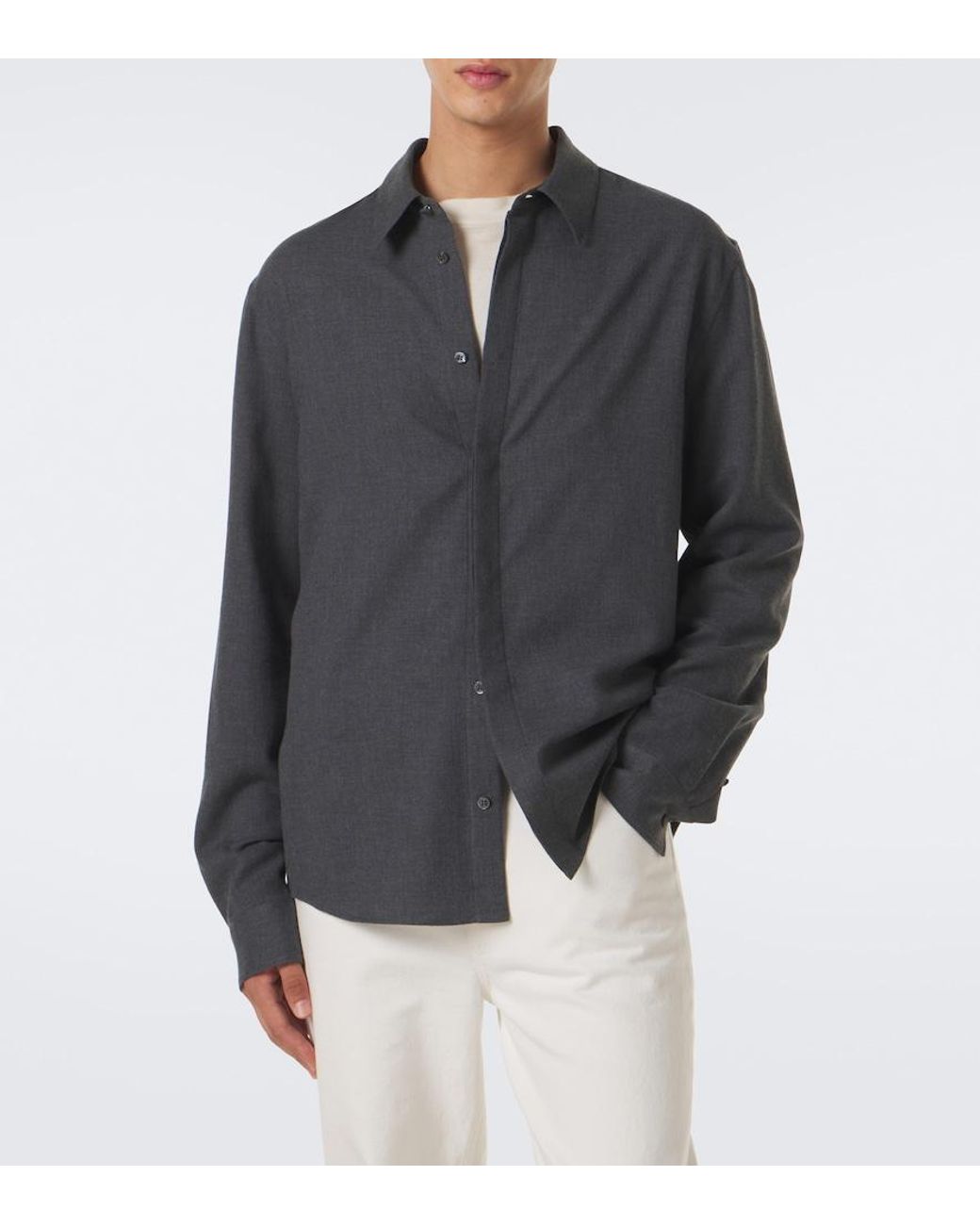 Gabriela Hearst Gray Abbe Cotton And Cashmere Shirt for men