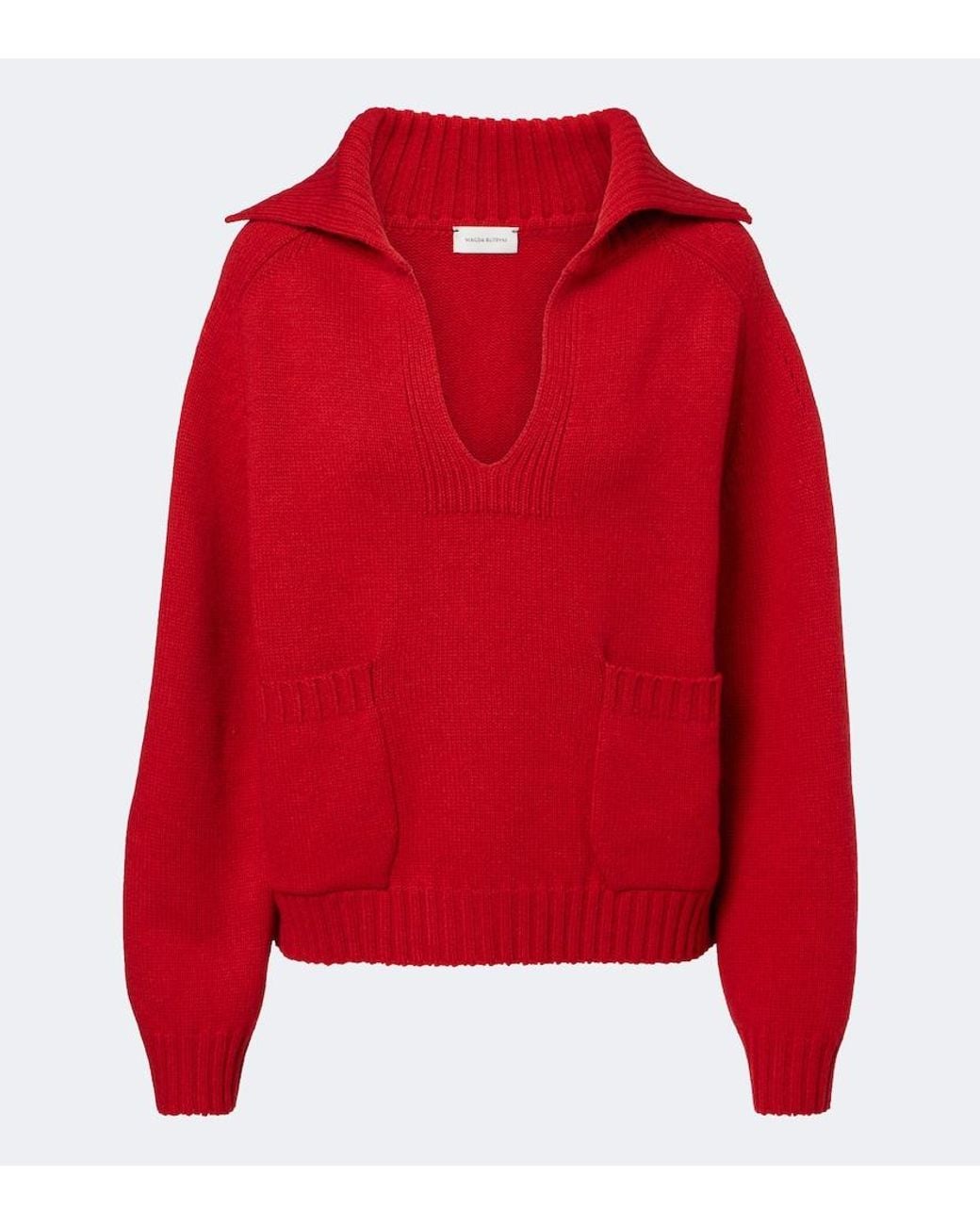 Magda Butrym Red Wool And Cashmere Polo Sweater