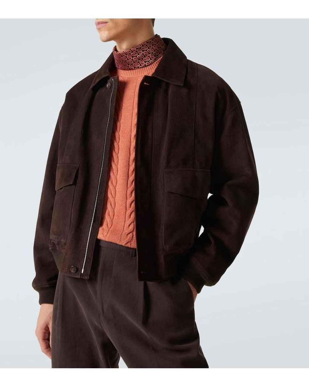 Loro Piana Orange Cedar Cable-Knit Cashmere Sweater for men