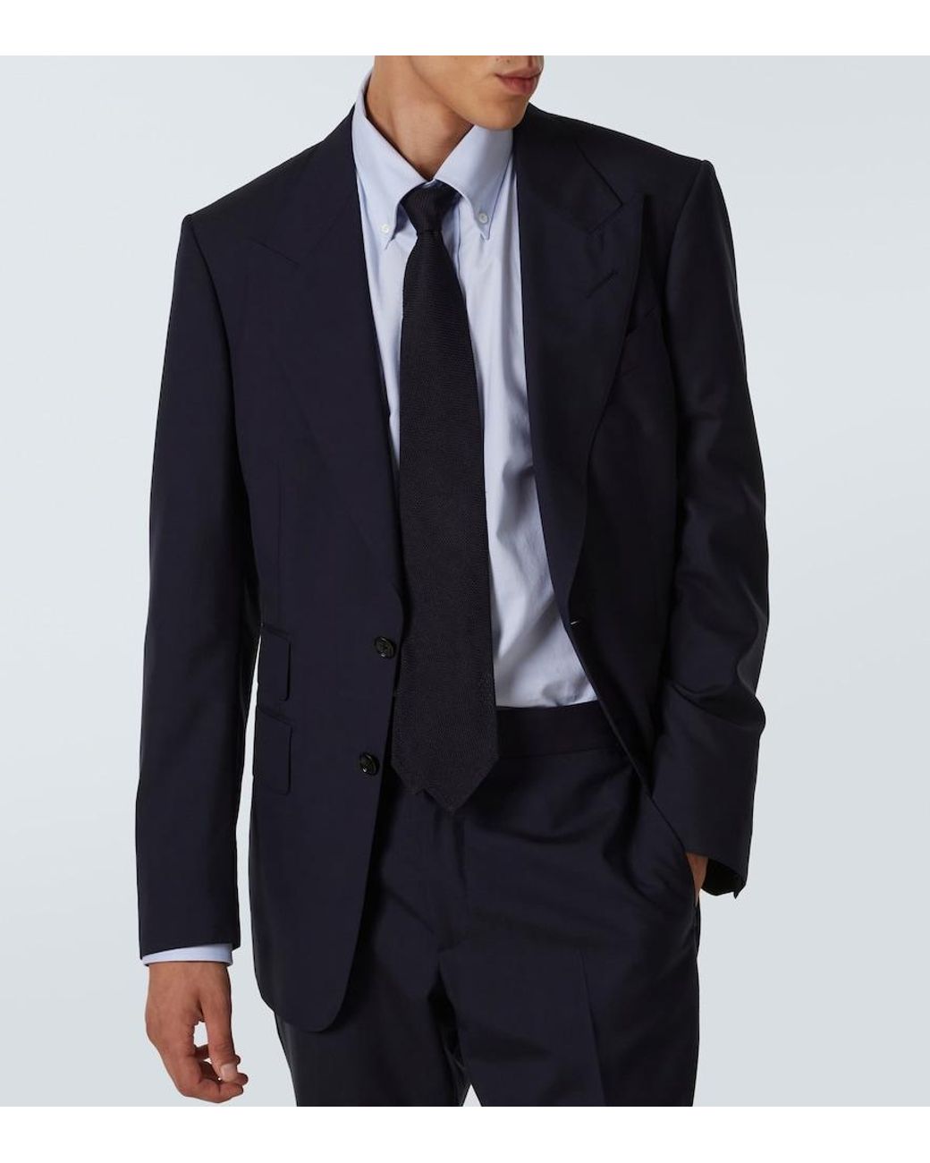 Thom Sweeney Blue Silk Grenadine Tie for men
