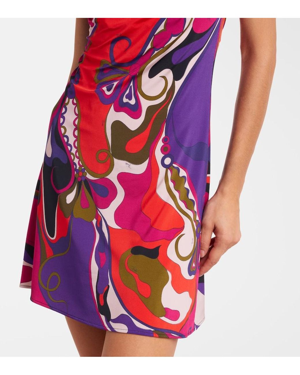 Emilio Pucci Red Orchidee Satin Jersey Minidress