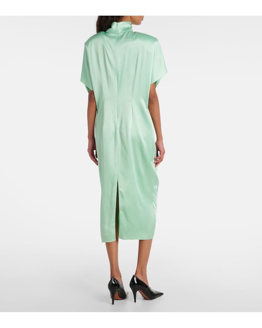 Stella McCartney Green Satin Midi Dress