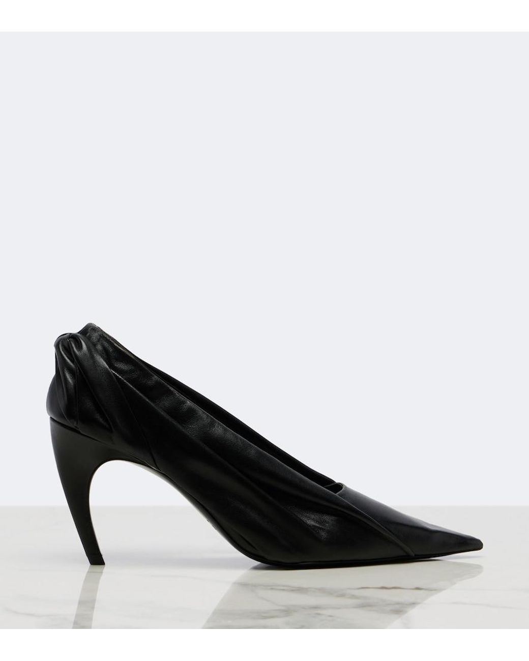 Khaite Black Eve Draped Leather Pumps