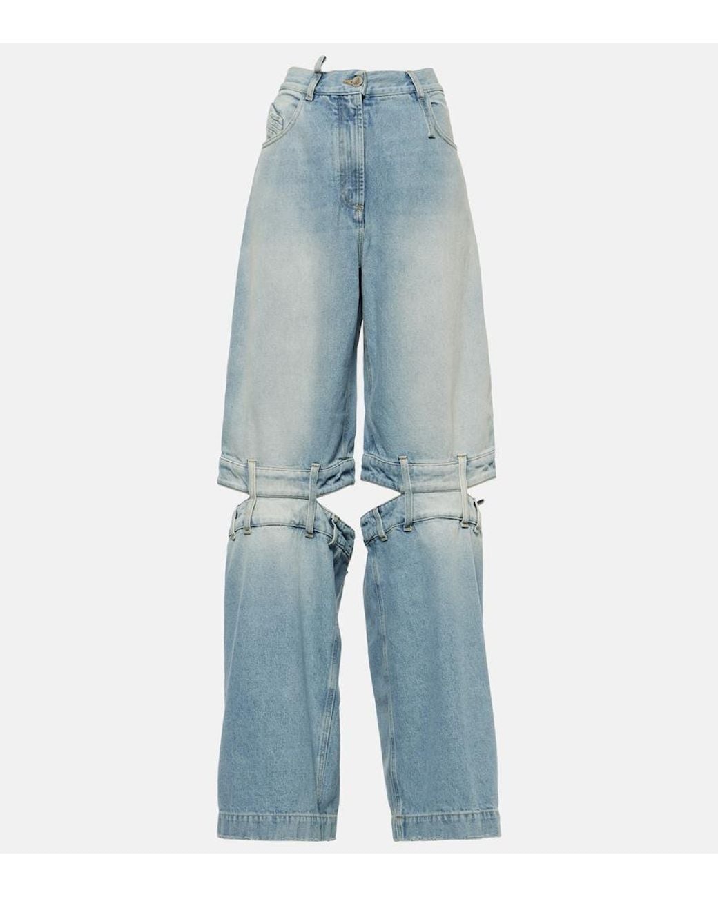 The Attico Blue Low-Rise Wide-Leg Jeans