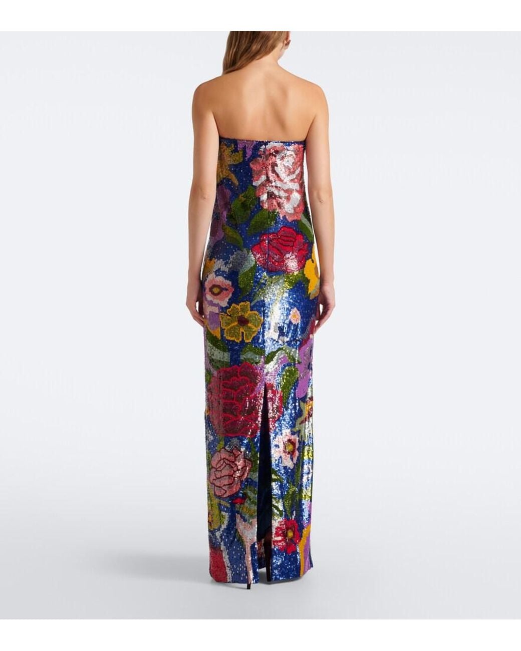 La Fuori Blue Florentine Garden Sequined Bustier Gown