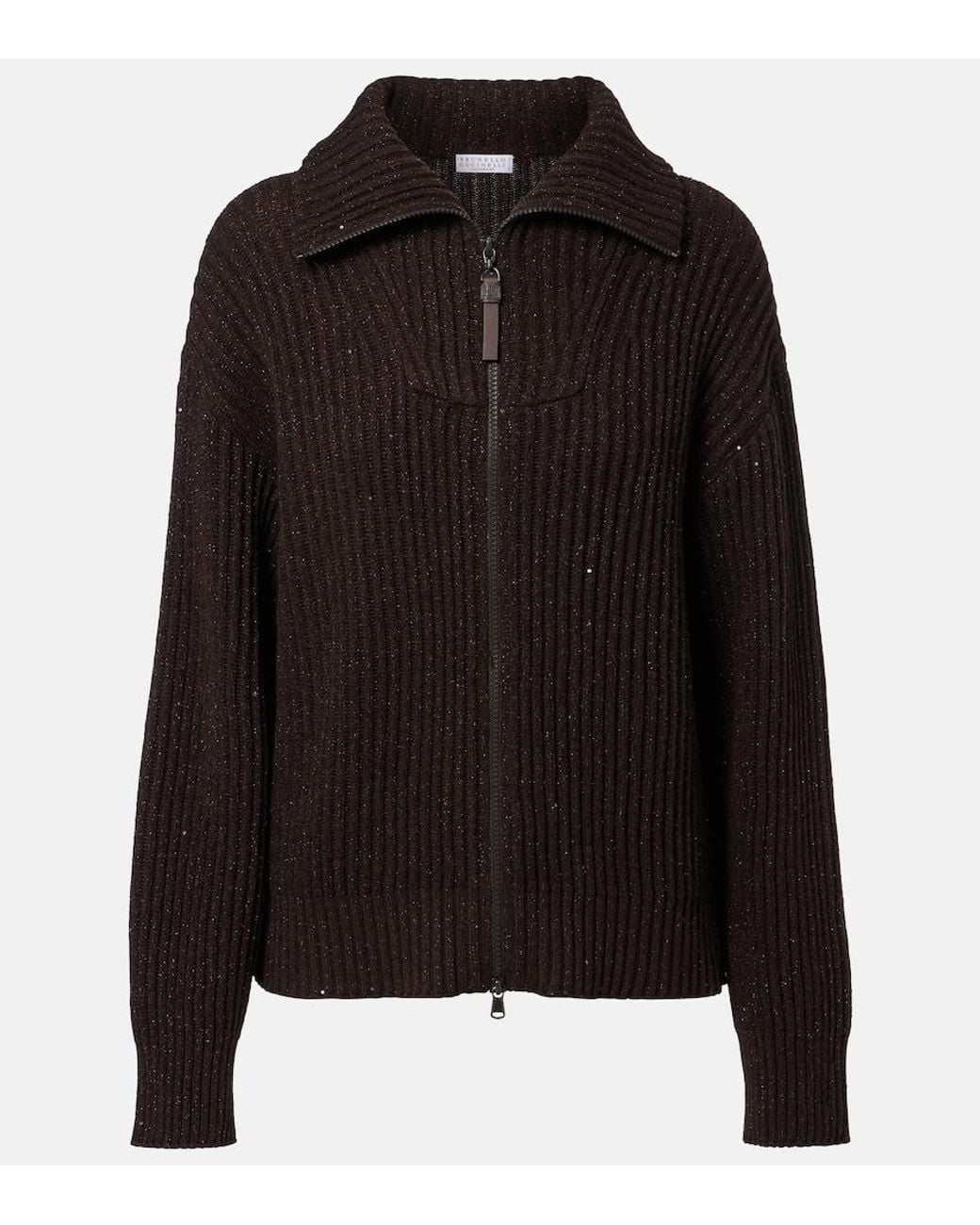 Brunello Cucinelli Black Monili Cashmere And Wool-Blend Cardigan