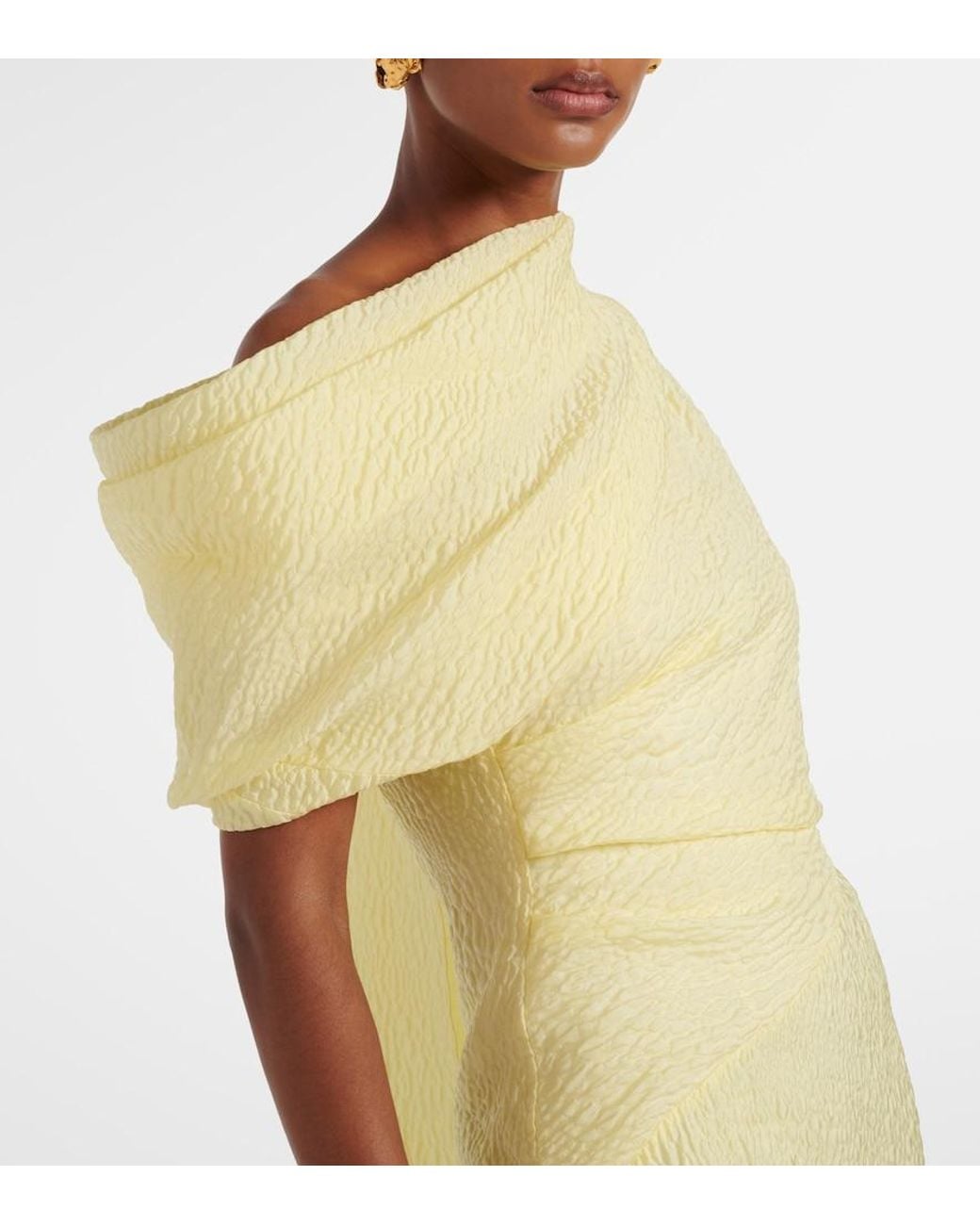 Roksanda Yellow Maite Caped Cloque Midi Dress