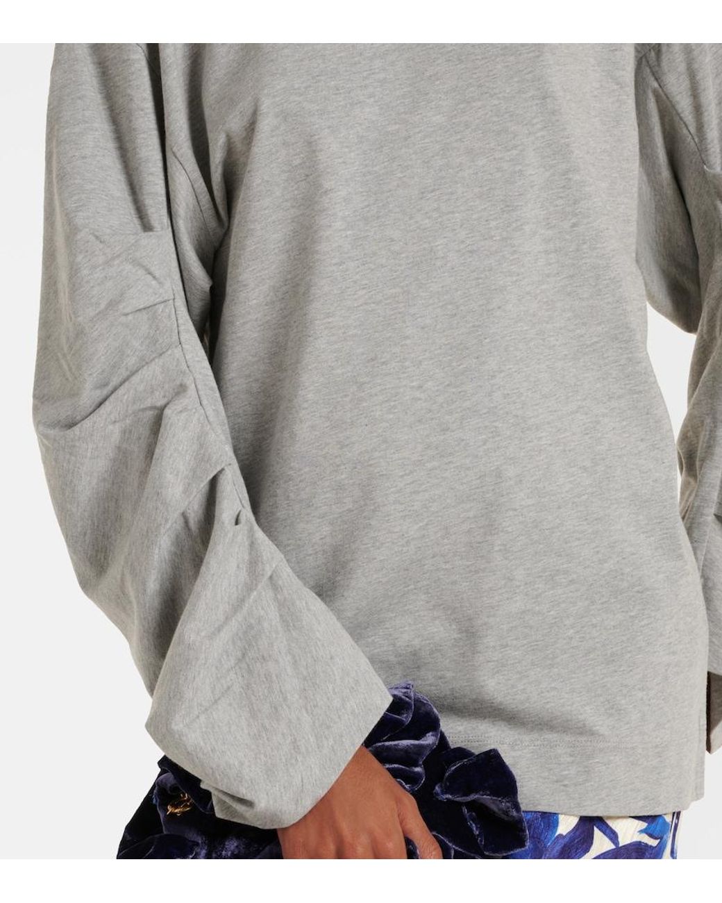 Dries Van Noten Gray Ruched Oversized Cotton Jersey Top