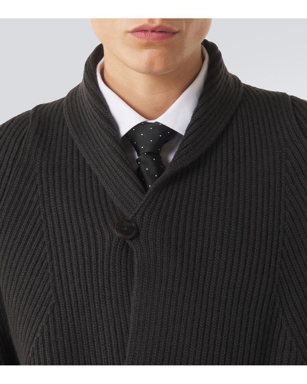 Tom Ford Black Ribbed-Knit Cashmere And Wool Cardigan for men