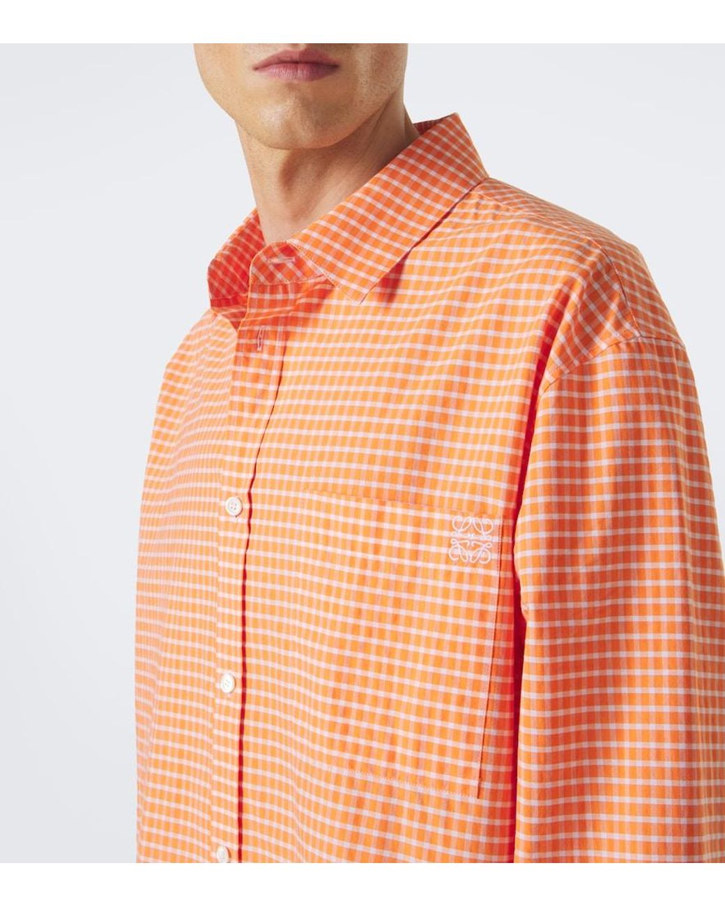 Loewe Orange Checked Cotton-Blend Shirt for men