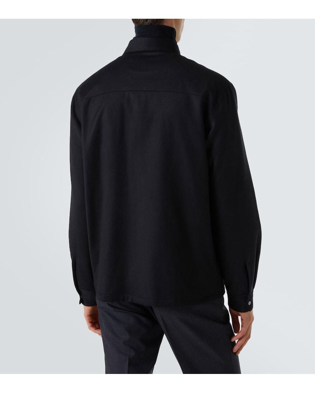 Zegna Black Technical Wool Overshirt for men