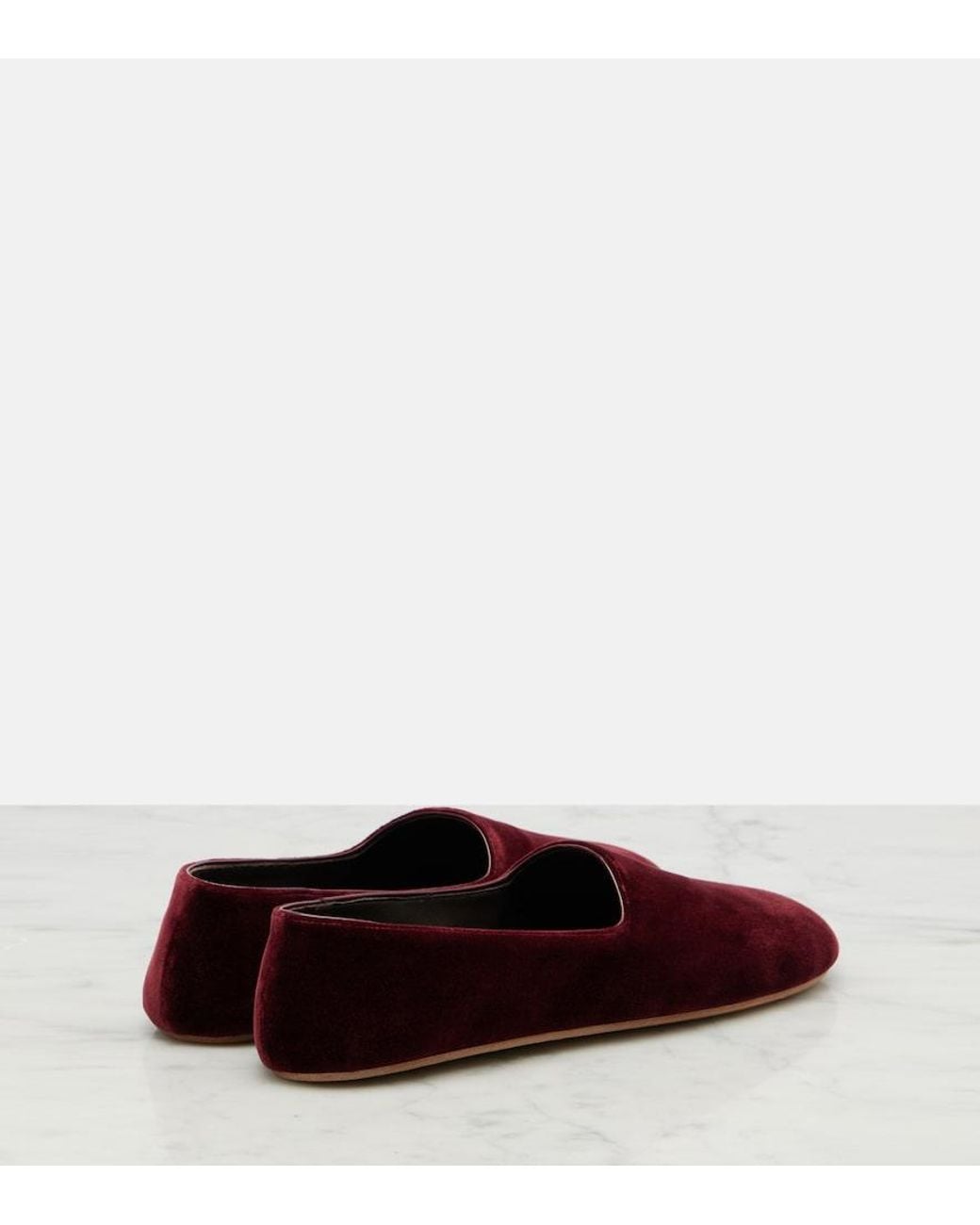 The Row Red Ponti Velvet Slip-On Shoes