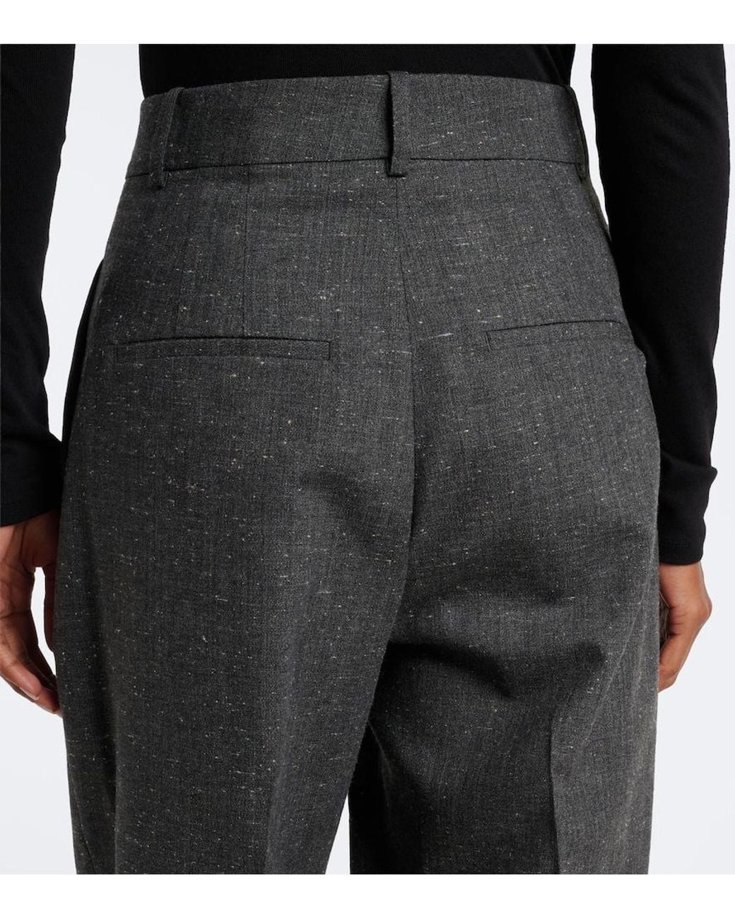 Rohe Gray Daria Pleated Wool-Blend Straight Pants