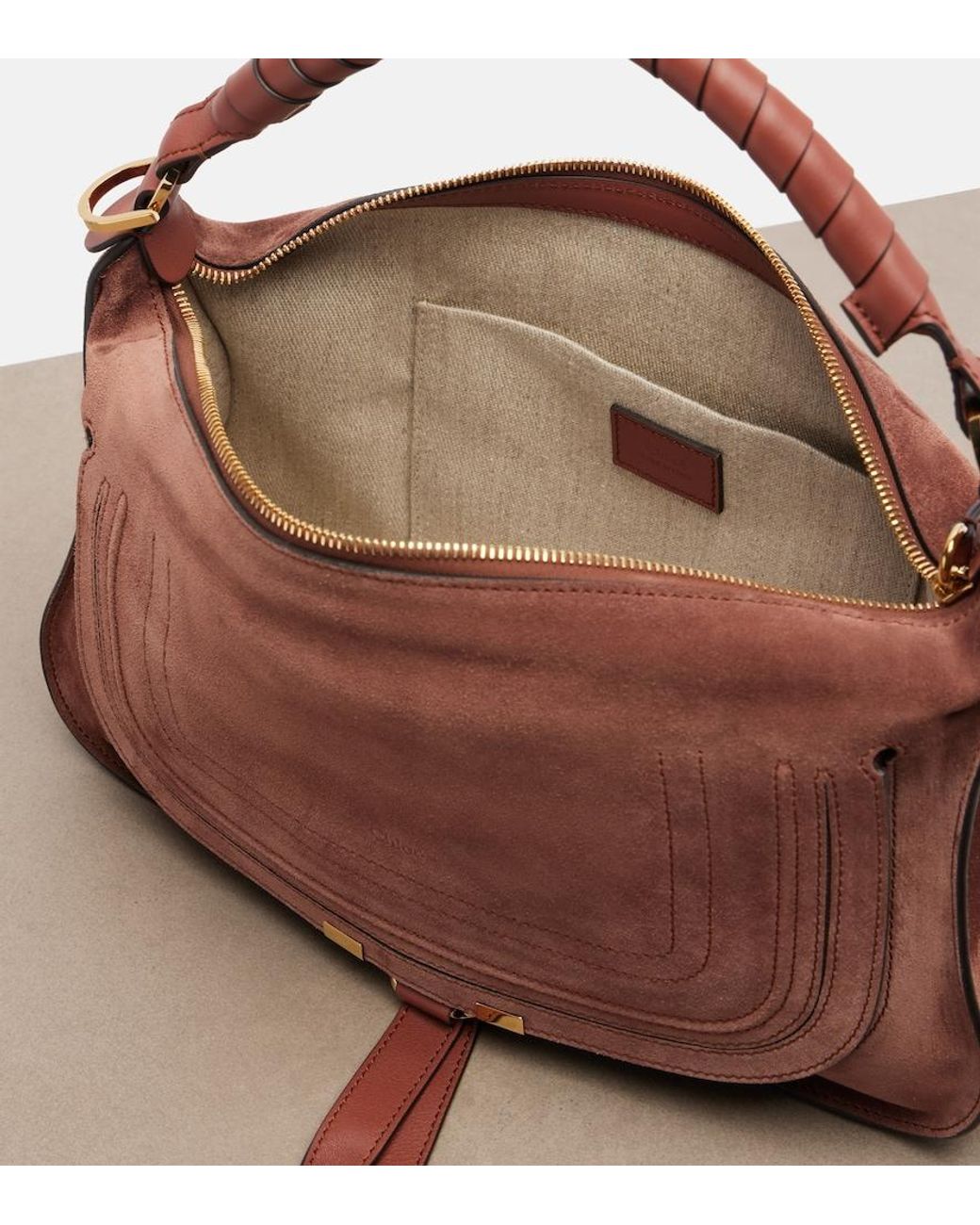 Chloé Brown Marcie Small Suede Shoulder Bag