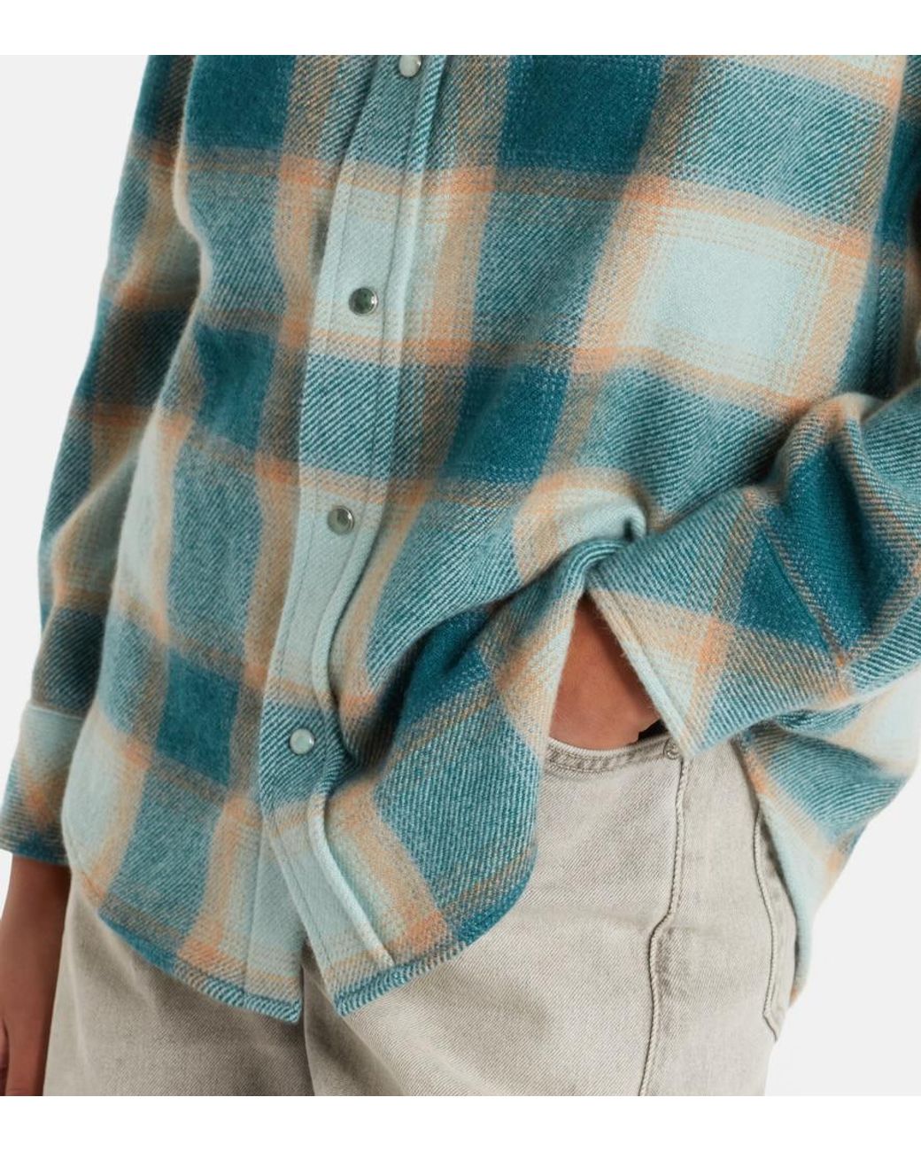 God's True Cashmere Green Checked Cashmere Overshirt