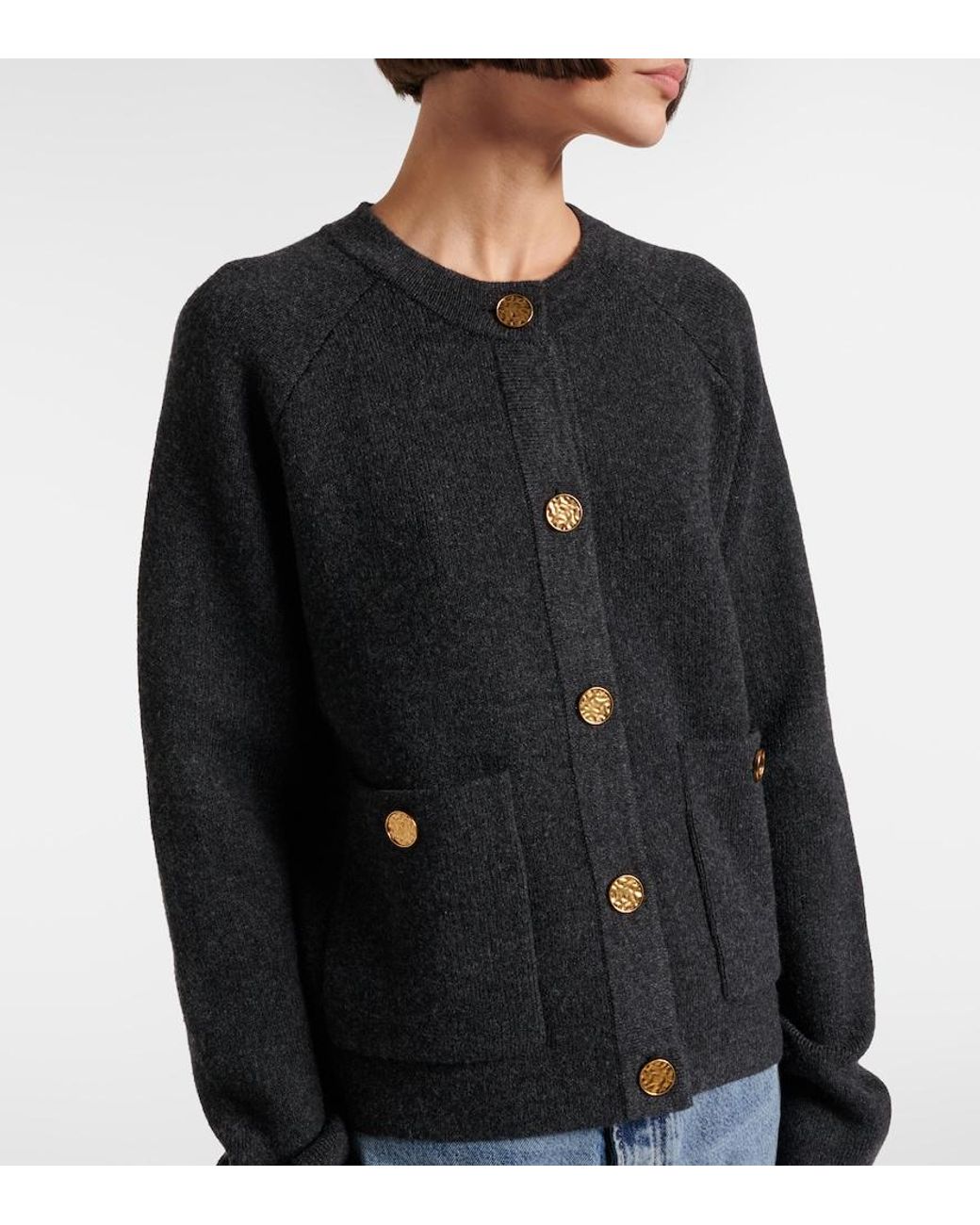 Totême Black Wool-Blend Cardigan
