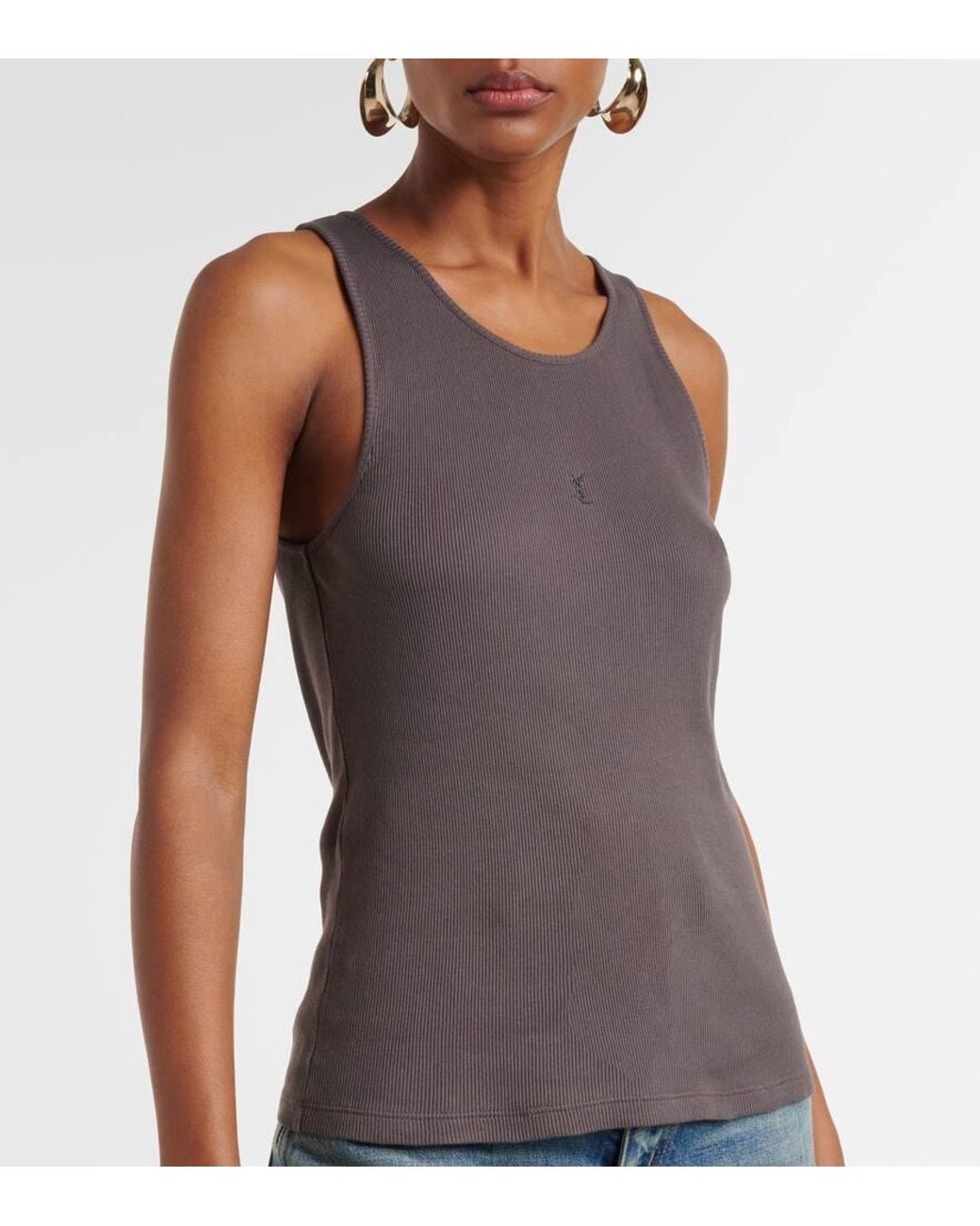 Saint Laurent Gray Cassandre Tank Top