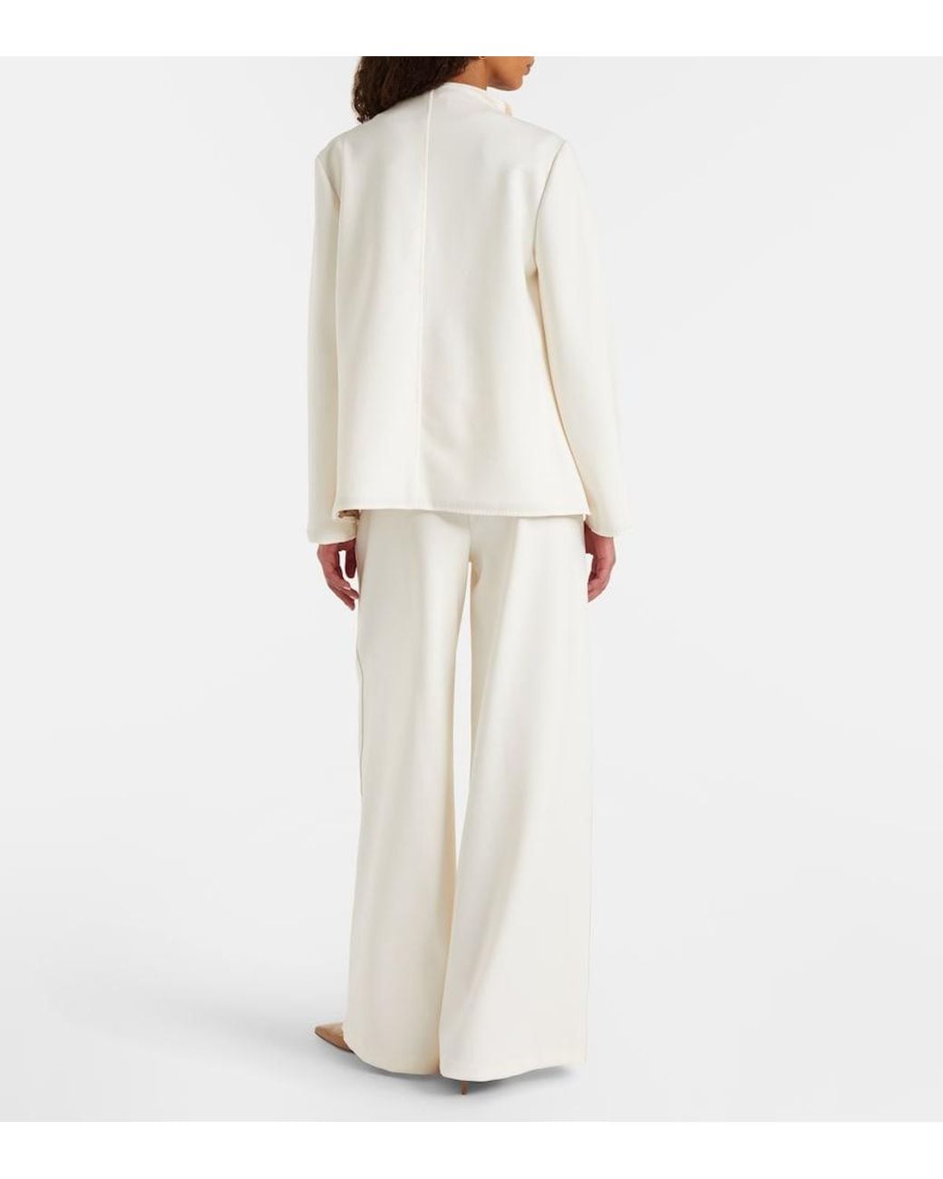 Max Mara White Nigella Jersey Wide-Leg Pants