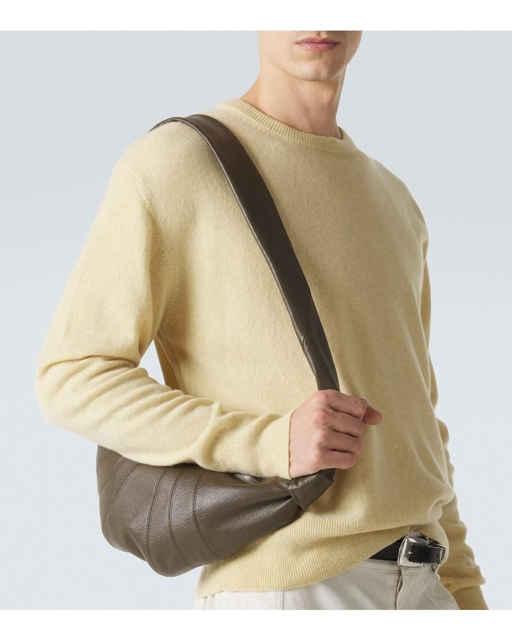 Lemaire Metallic Croissant Small Leather Shoulder Bag for men