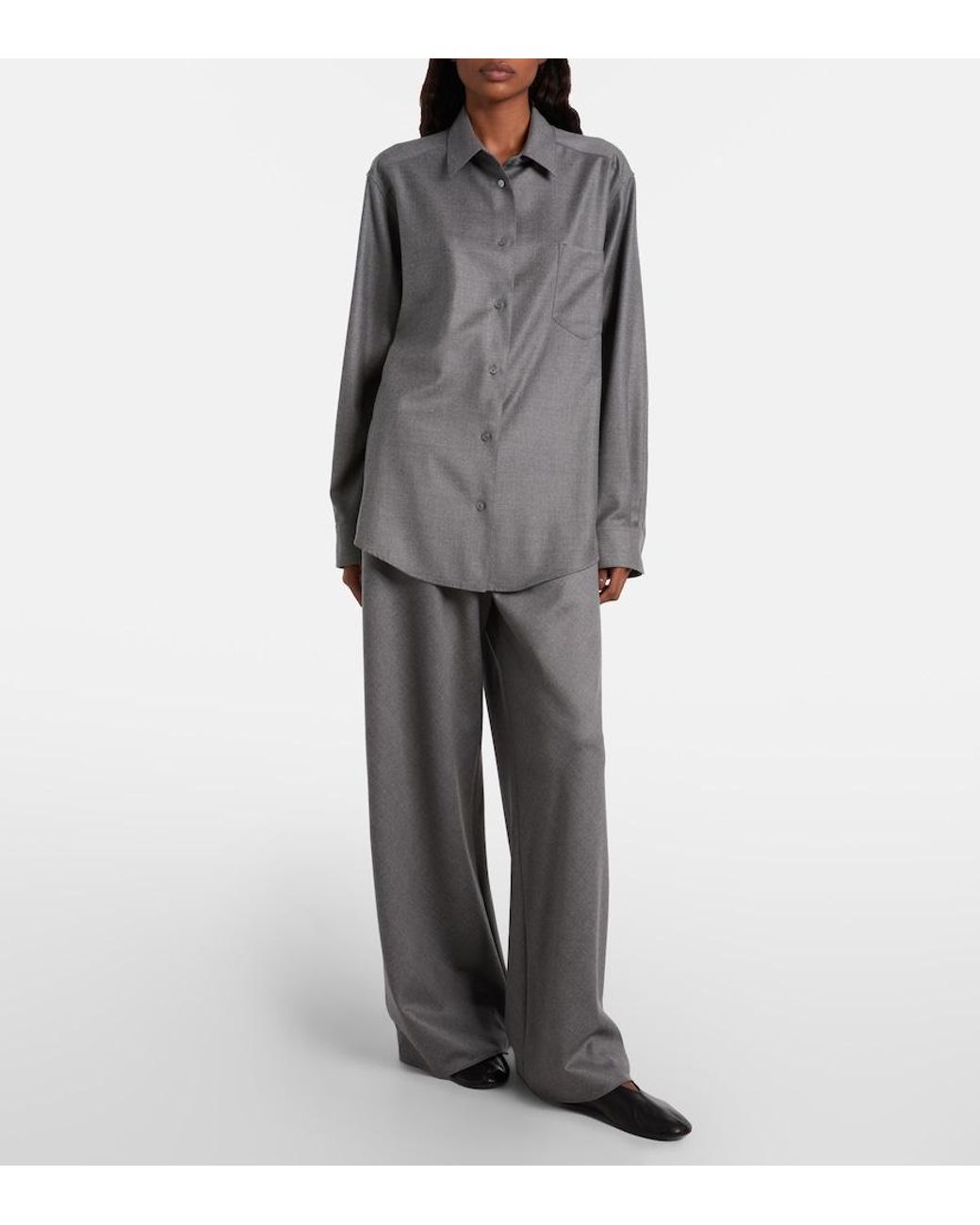 The Row Gray Pino Virgin Wool Shirt