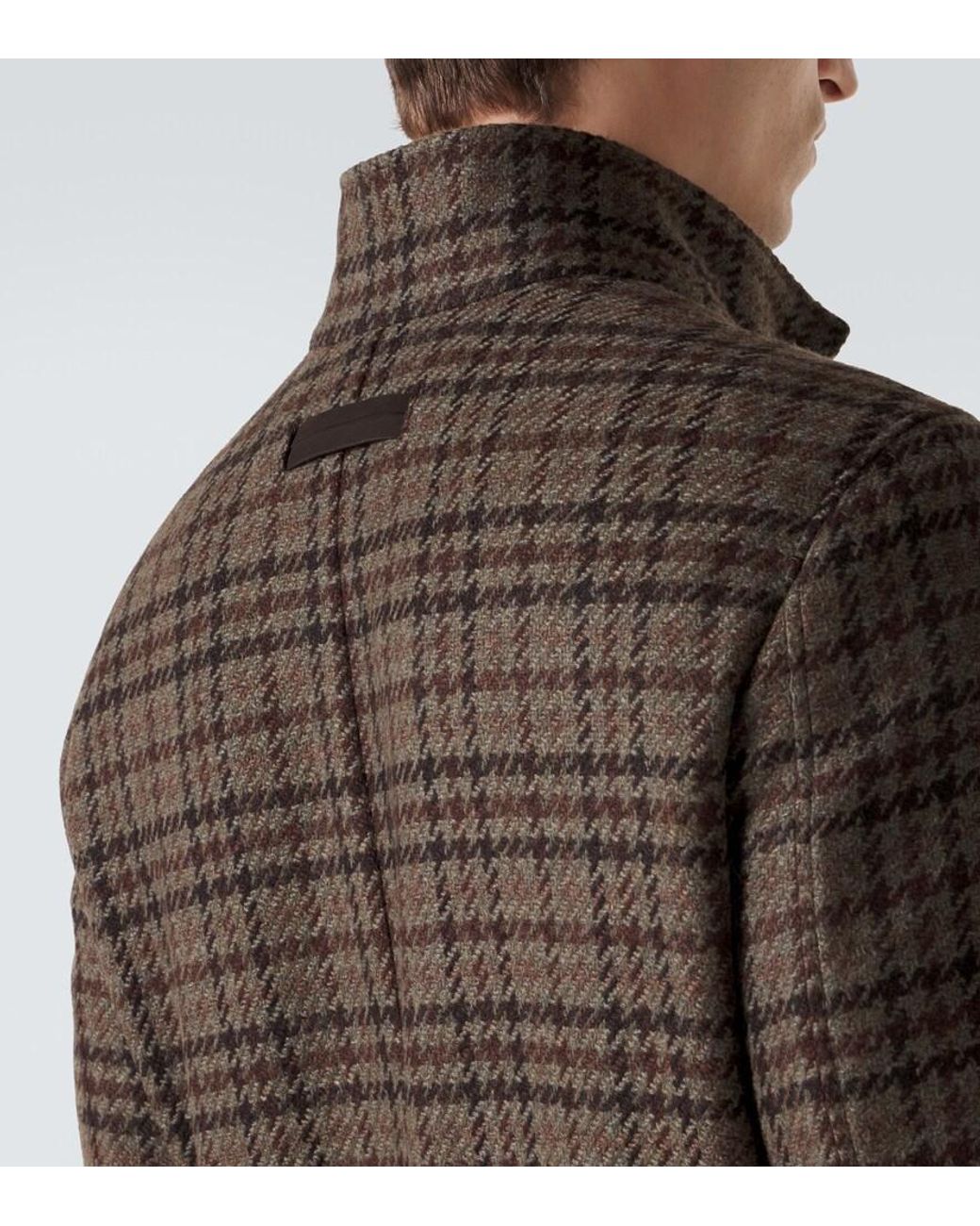 Zegna Brown Checked Cashmere Jacket for men