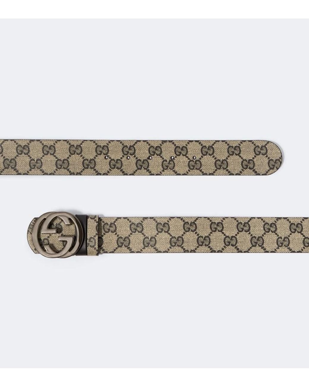 Gucci Natural Interlocking G Reversible Gg Canvas Belt for men