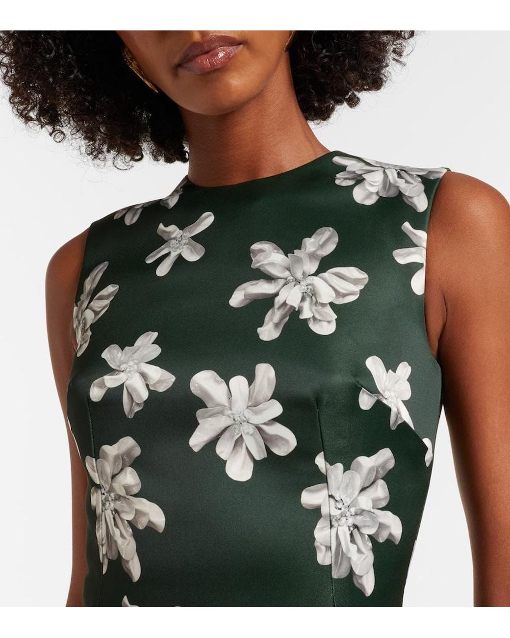 Emilia Wickstead Green Rumi Floral Genzianella Midi Dress