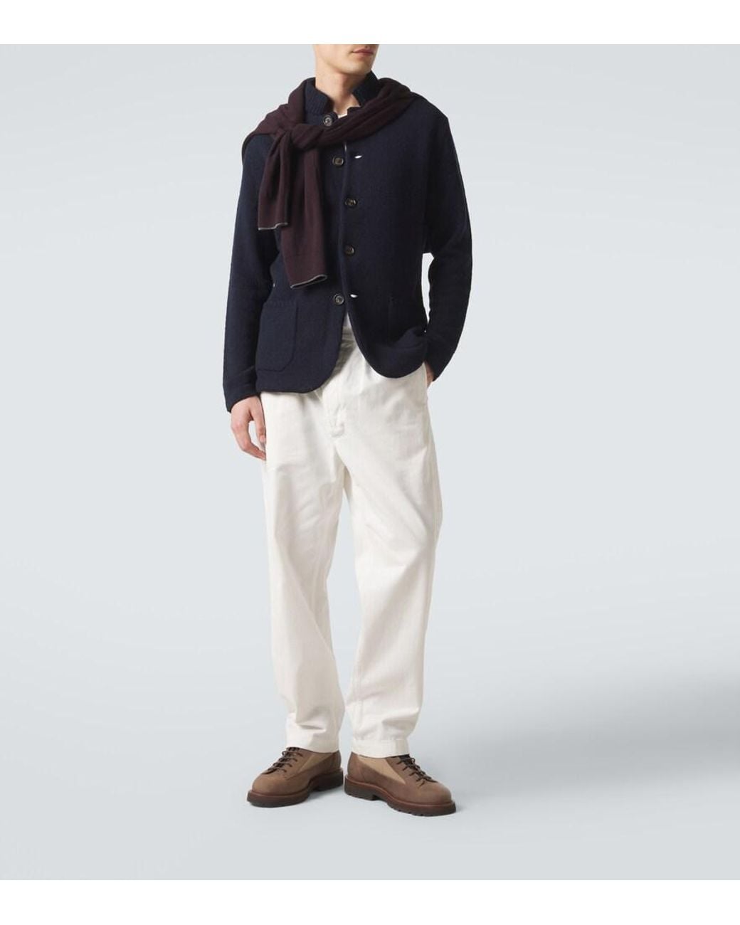 Eleventy Blue Wool And Cashmere-Blend Cardigan for men