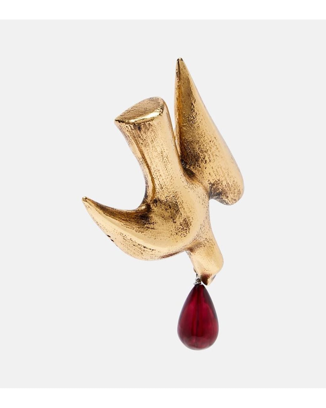 Saint Laurent Metallic Dove Embellished Drop Earrings