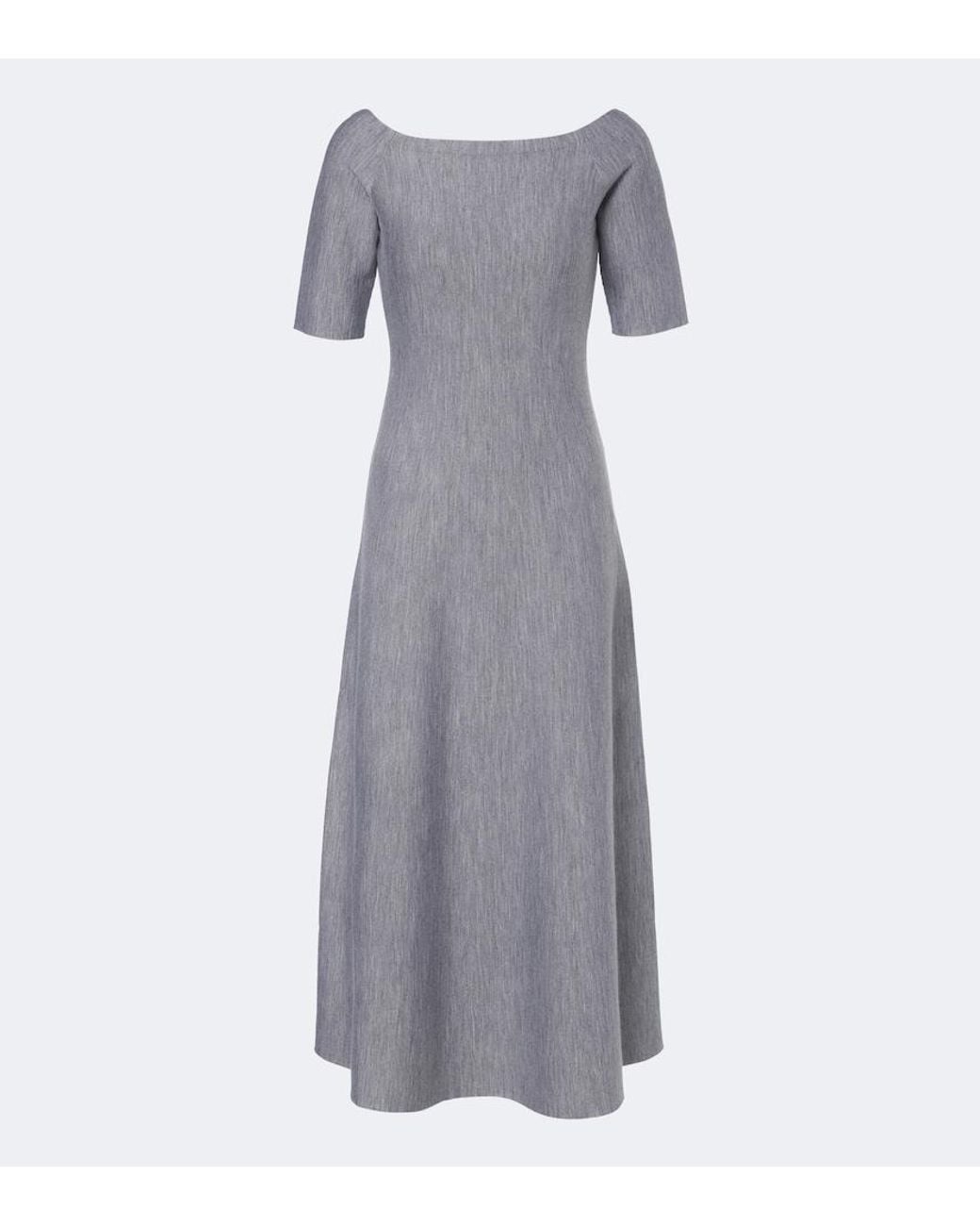 Gabriela Hearst Gray Vivia Wool, Silk, And Cashmere Midi Dress