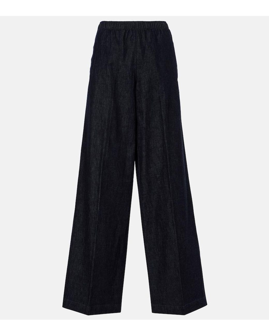 Vince Blue Low-Rise Cotton Twill Wide-Leg Pants