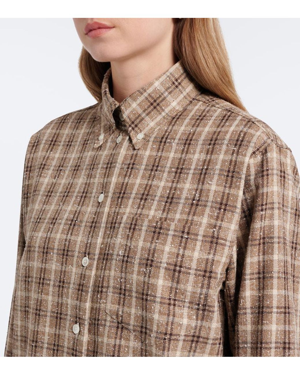 Rohe Brown Checked Boucle Cotton And Silk-Blend Overshirt
