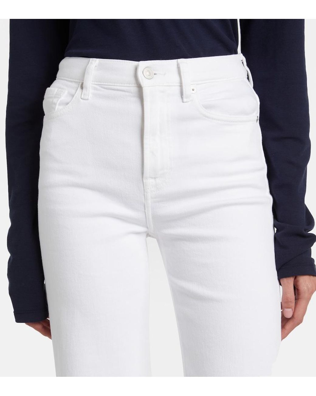 7 For All Mankind White Modern Dojo High-Rise Wide-Leg Jeans
