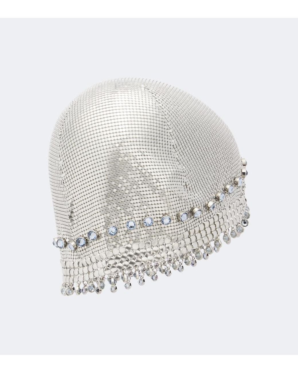 Rabanne White Crystal-Embellished Chainmail Beanie