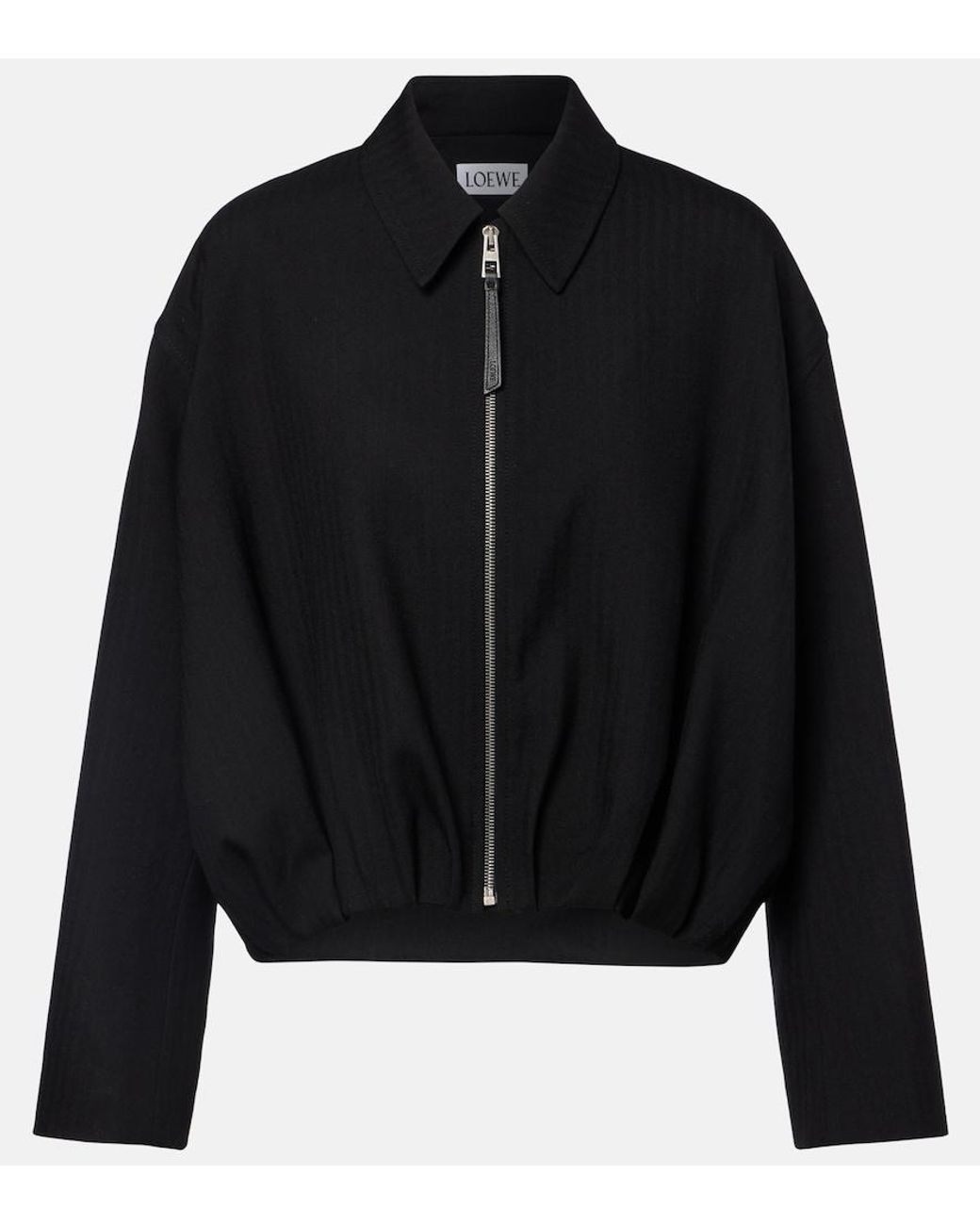 Loewe Black Wool Draped Bomber Jacket