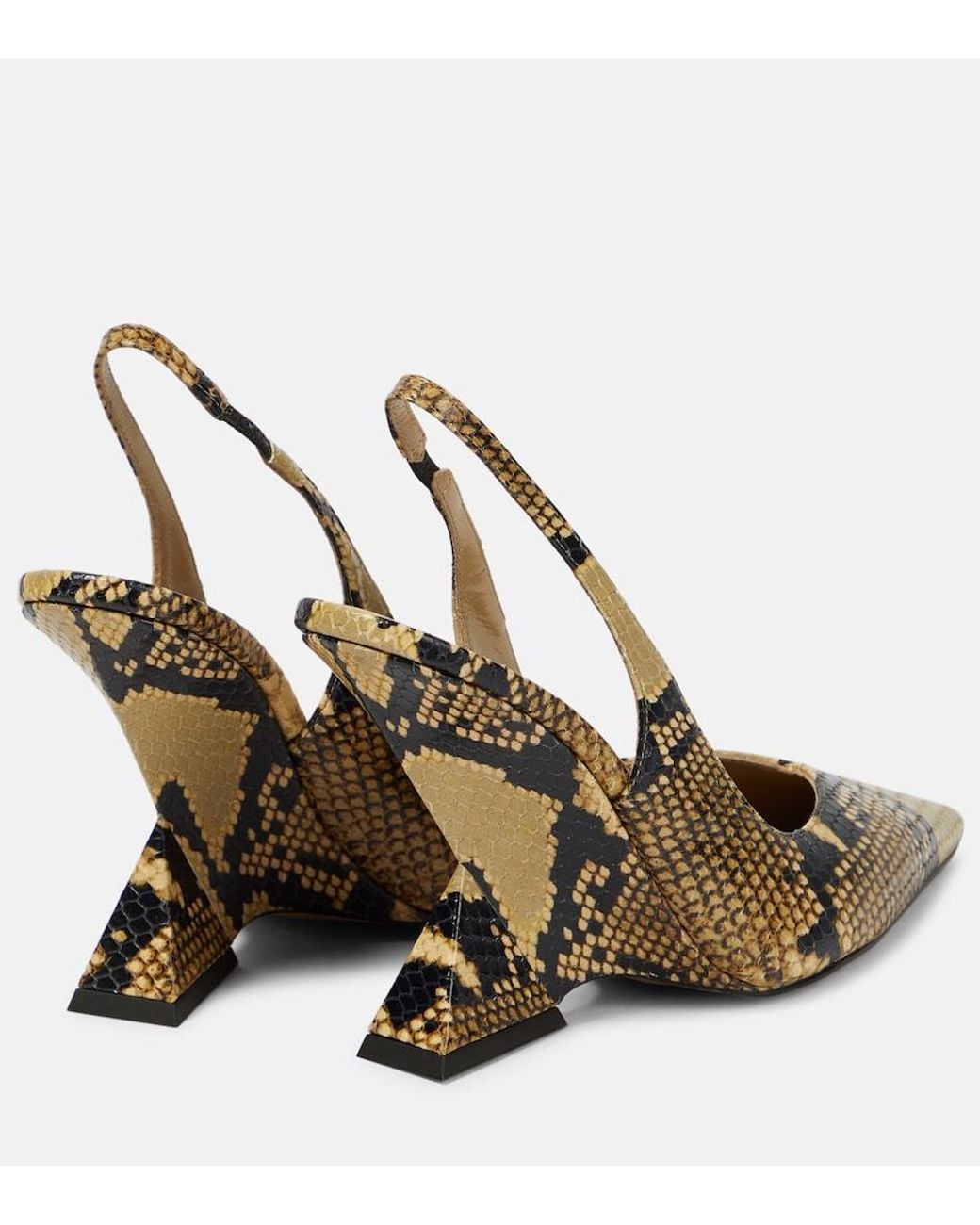 The Attico Metallic Cheope Snake-Effect Leather Slingback Pumps