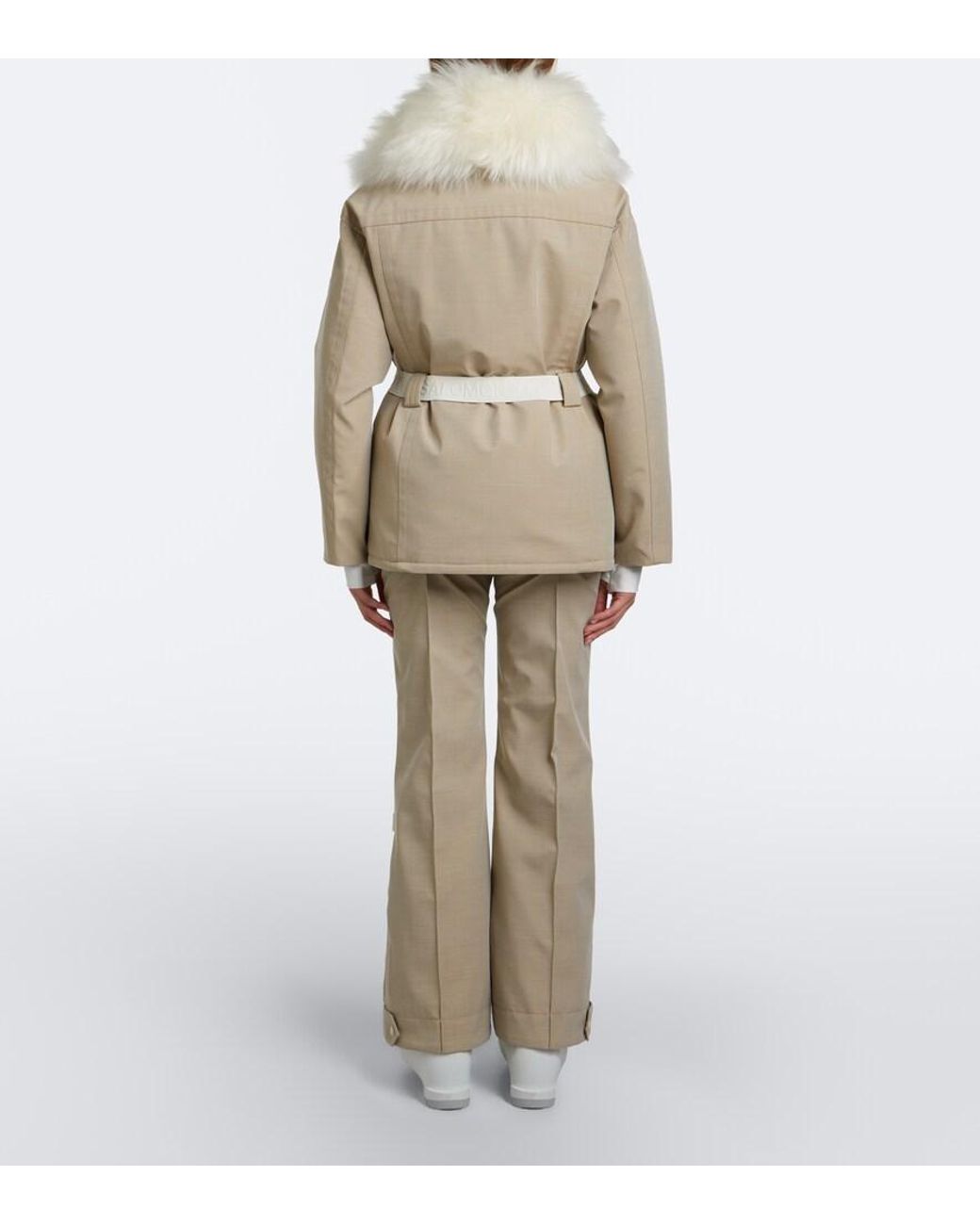 Yves Salomon Natural Belted Shearling-Trimmed Ski Jacket