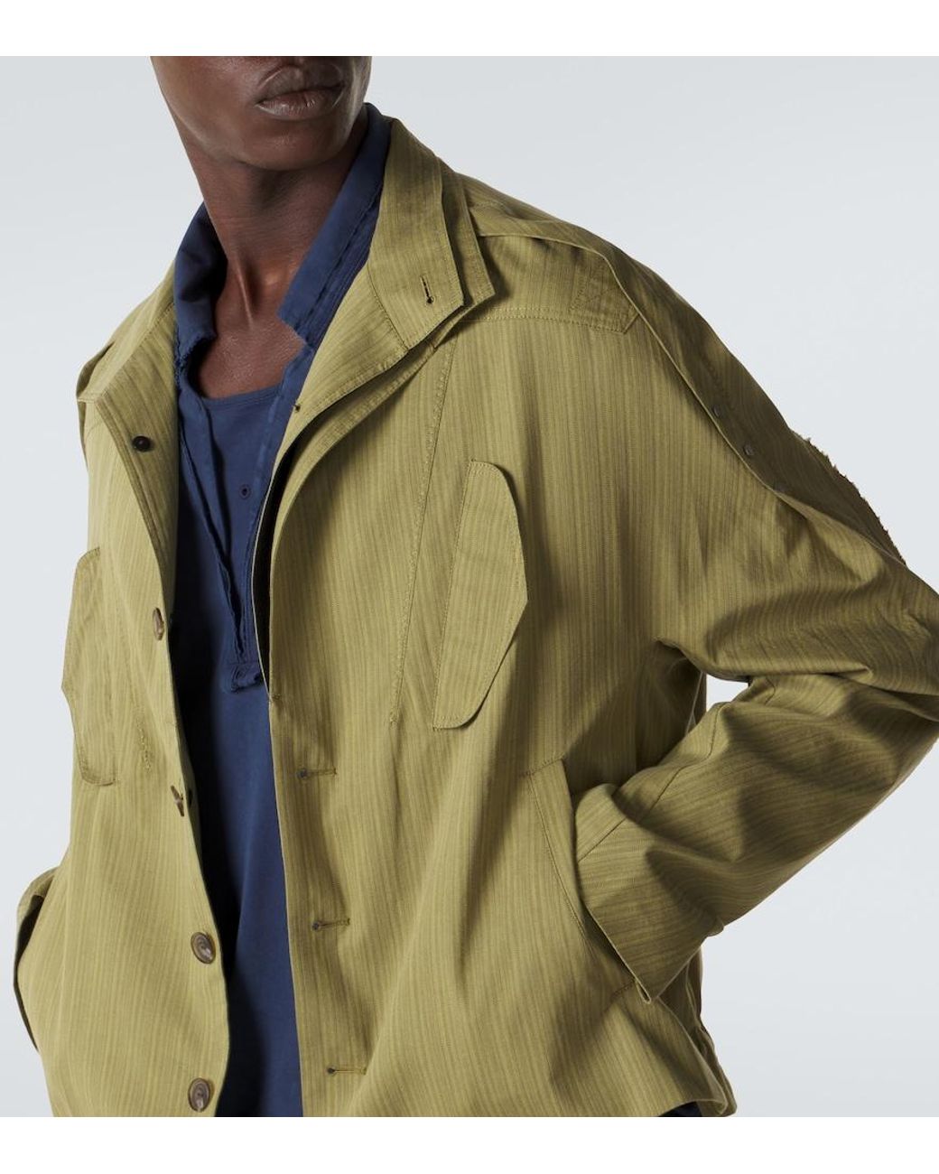 Kiko Kostadinov Green Egreta Stiped Cotton-Blend Jacket for men