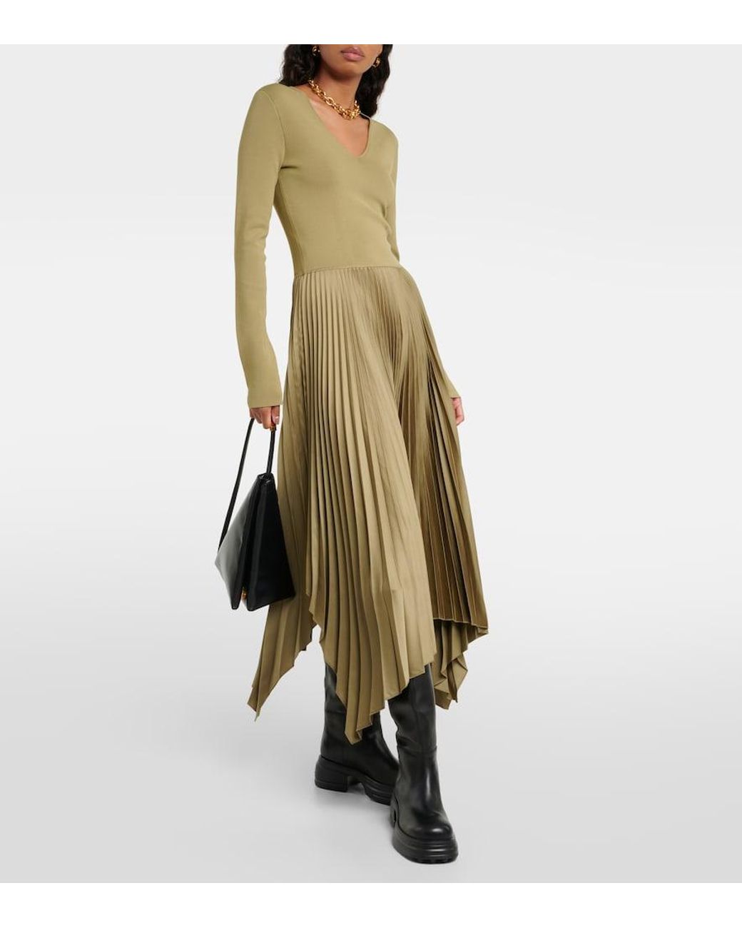 Joseph Green Dubois Plisse Midi Dress