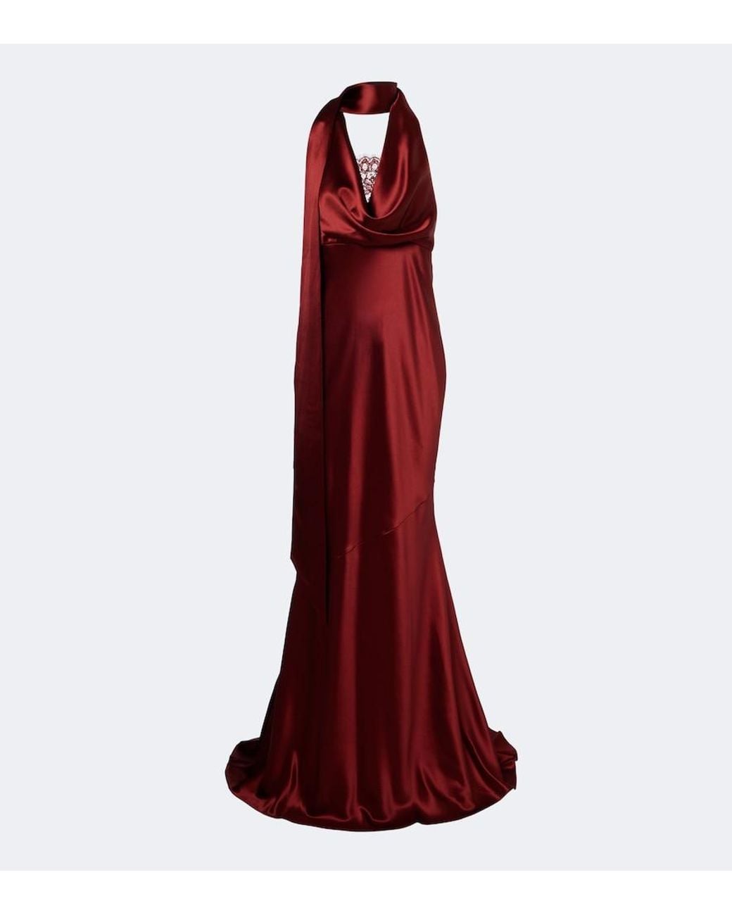 retroféte Red Melly Satin Halterneck Gown