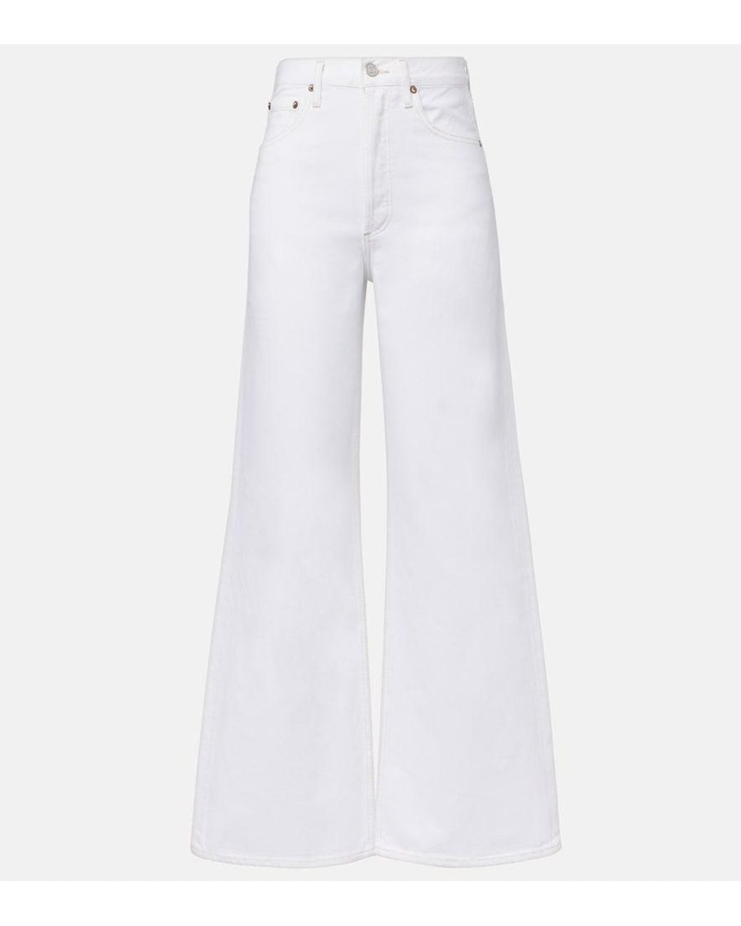 Agolde White Dame High-Rise Wide-Leg Jeans