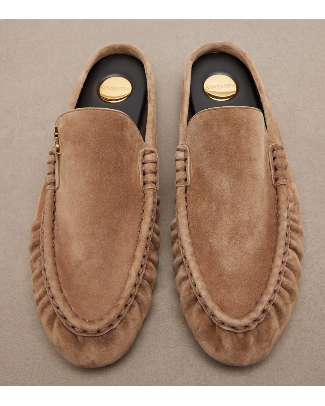 Saint Laurent Brown Le Loafer Suede Mules