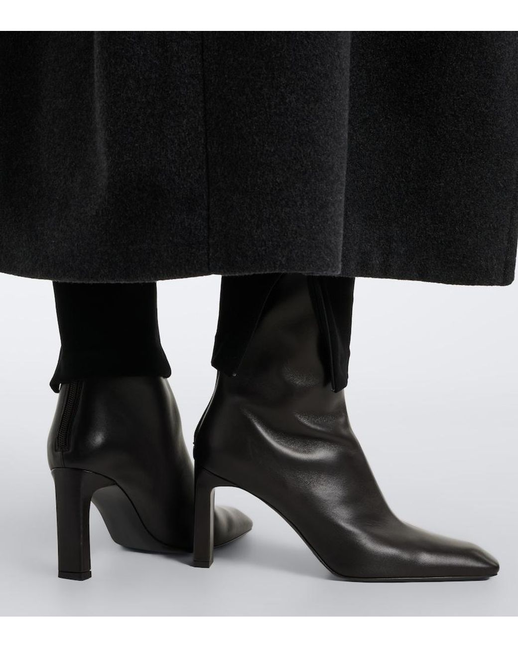 Totême Black Leather Ankle Boots