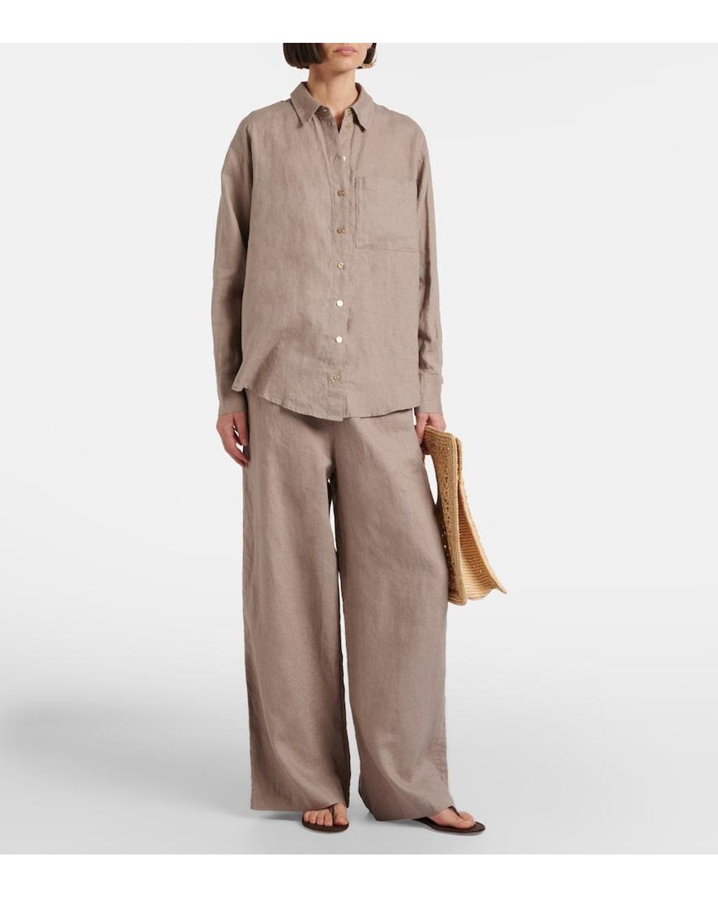 Heidi Klein Brown Zakynthos Linen Shirt