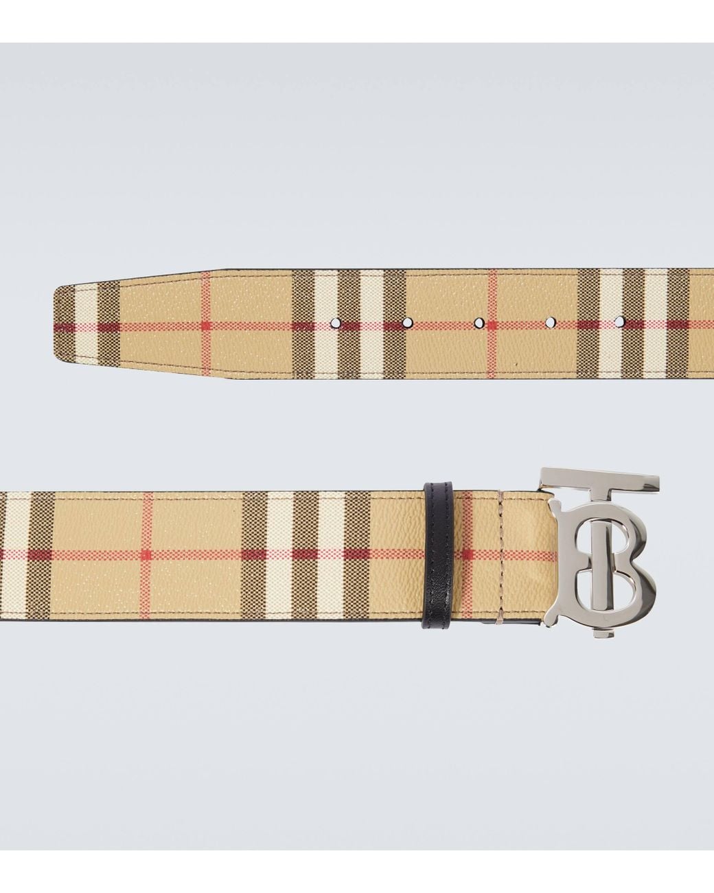 Burberry Tb Monogram Faux Leather Belt in Metallic for Men | Lyst
