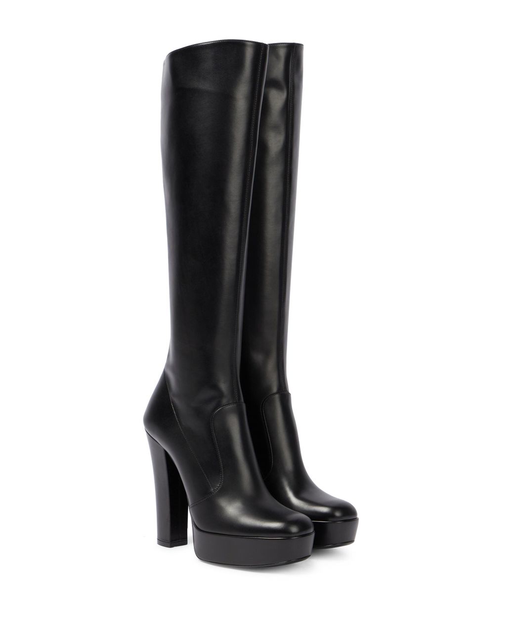 Saint Laurent Carel Patent Leather Knee-high Boots in Black | Lyst