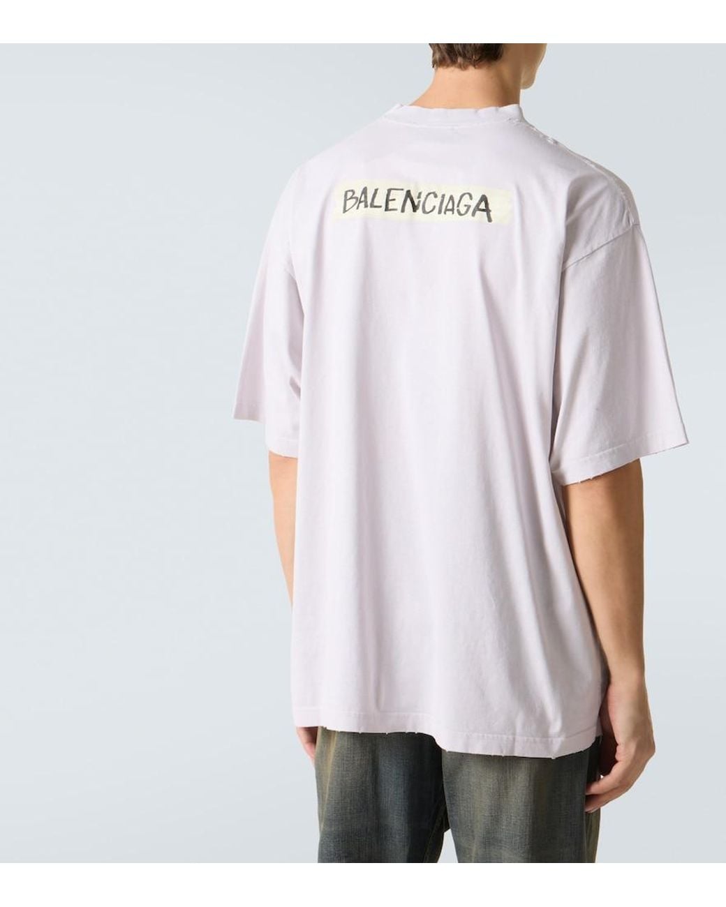 Balenciaga Pink Logo Cotton Jersey T-Shirt for men
