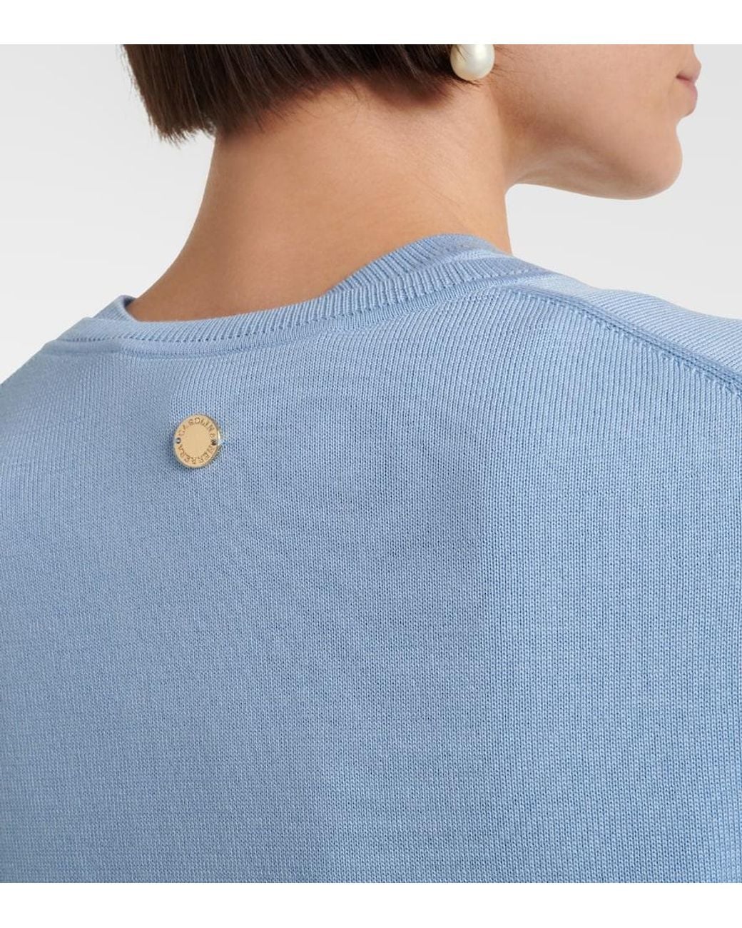 Carolina Herrera Blue Cropped Silk And Cotton Cardigan