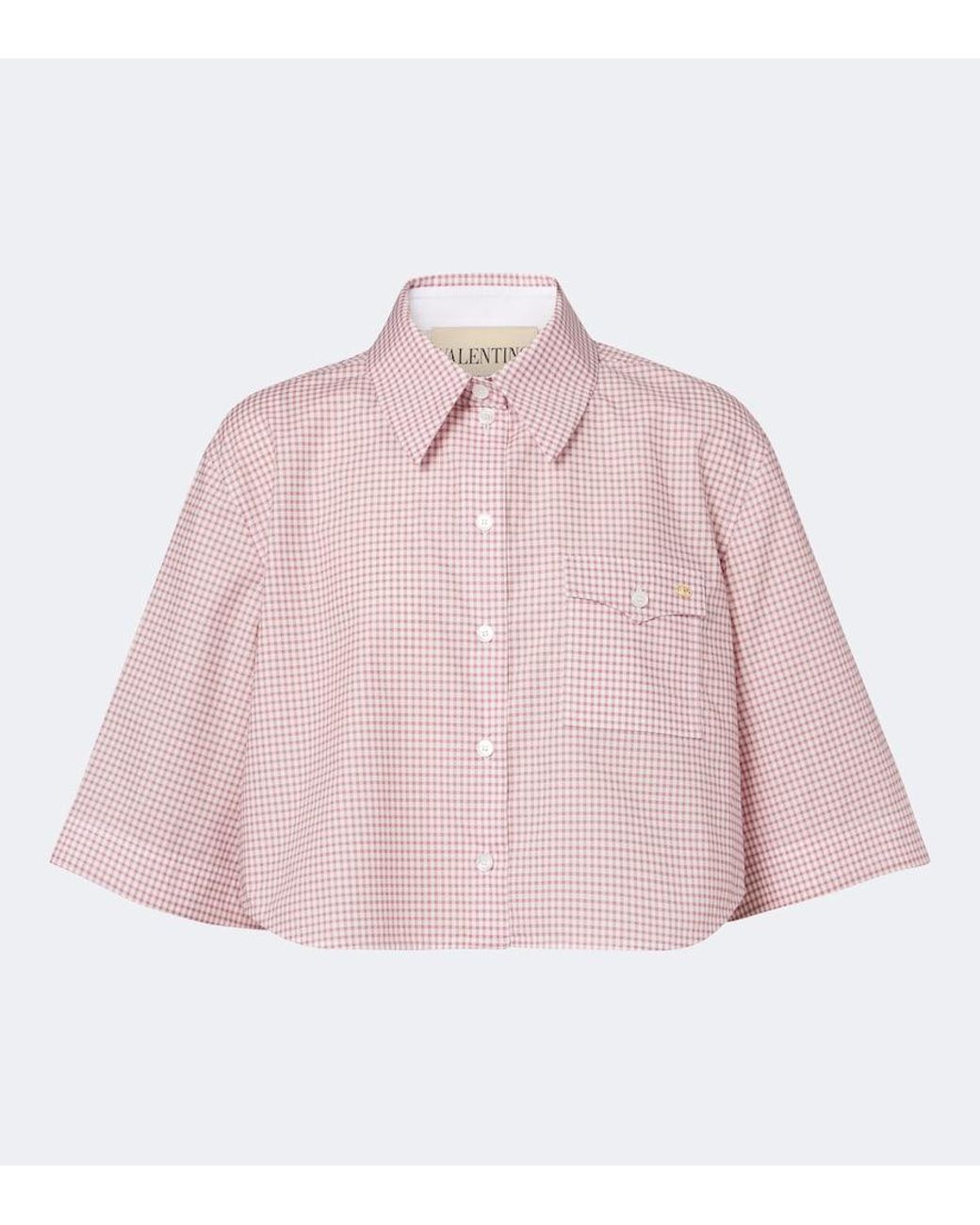 Valentino Garavani Pink Vlogo Gingham Cotton Shirt