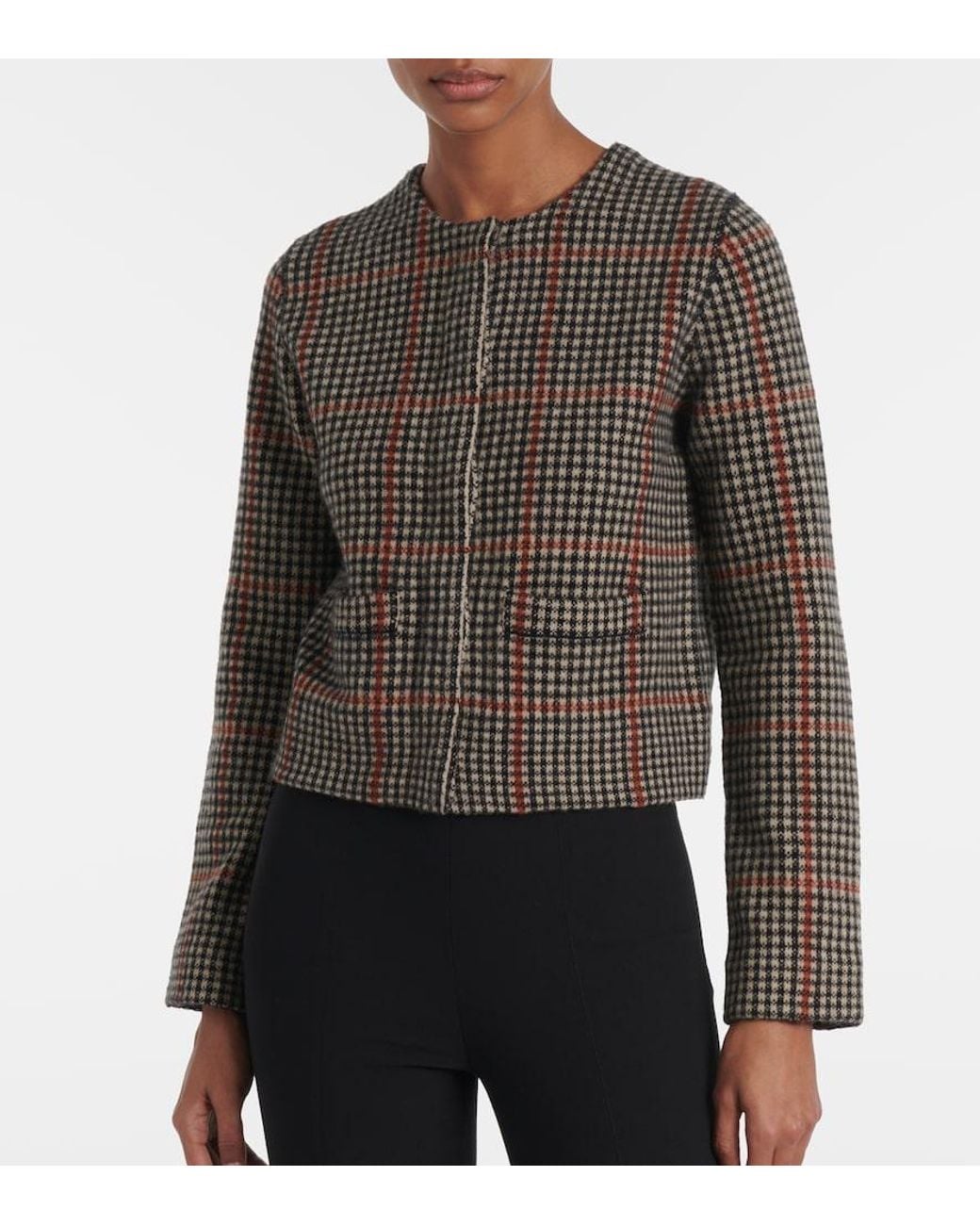 Vince Black Checked Wool Cardigan
